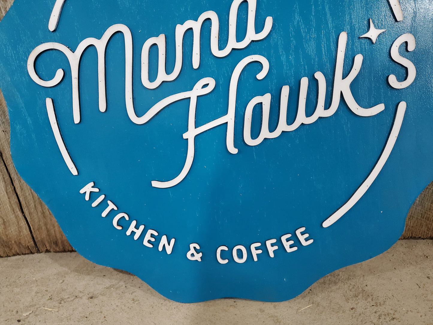 Large Bottle Cap Round Scalloped Mamas Kitchen Coffee Sign Business Sign Commercial Signage 3D Raised Text Your Logo XL Made to Order