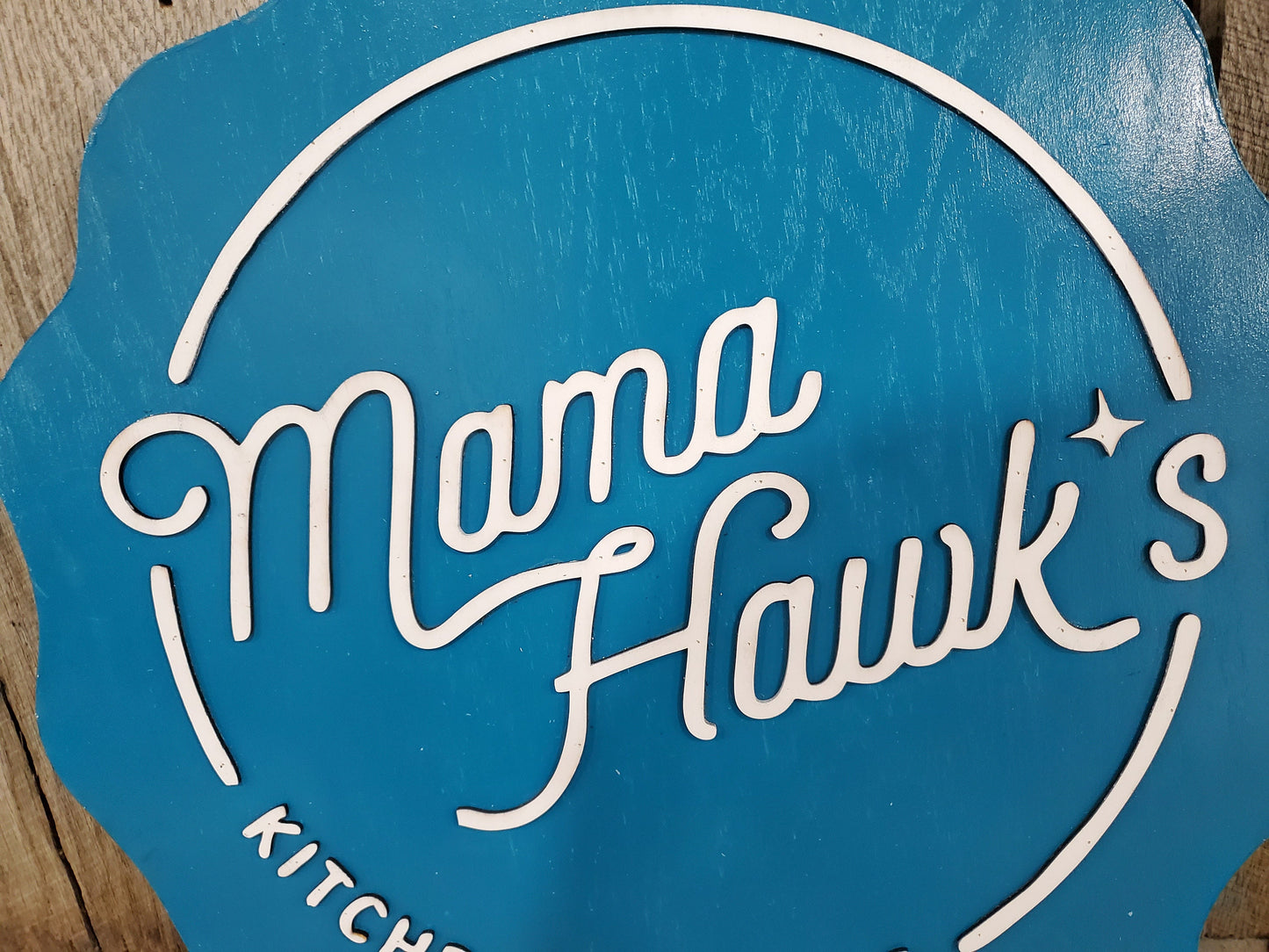 Large Bottle Cap Round Scalloped Mamas Kitchen Coffee Sign Business Sign Commercial Signage 3D Raised Text Your Logo XL Made to Order