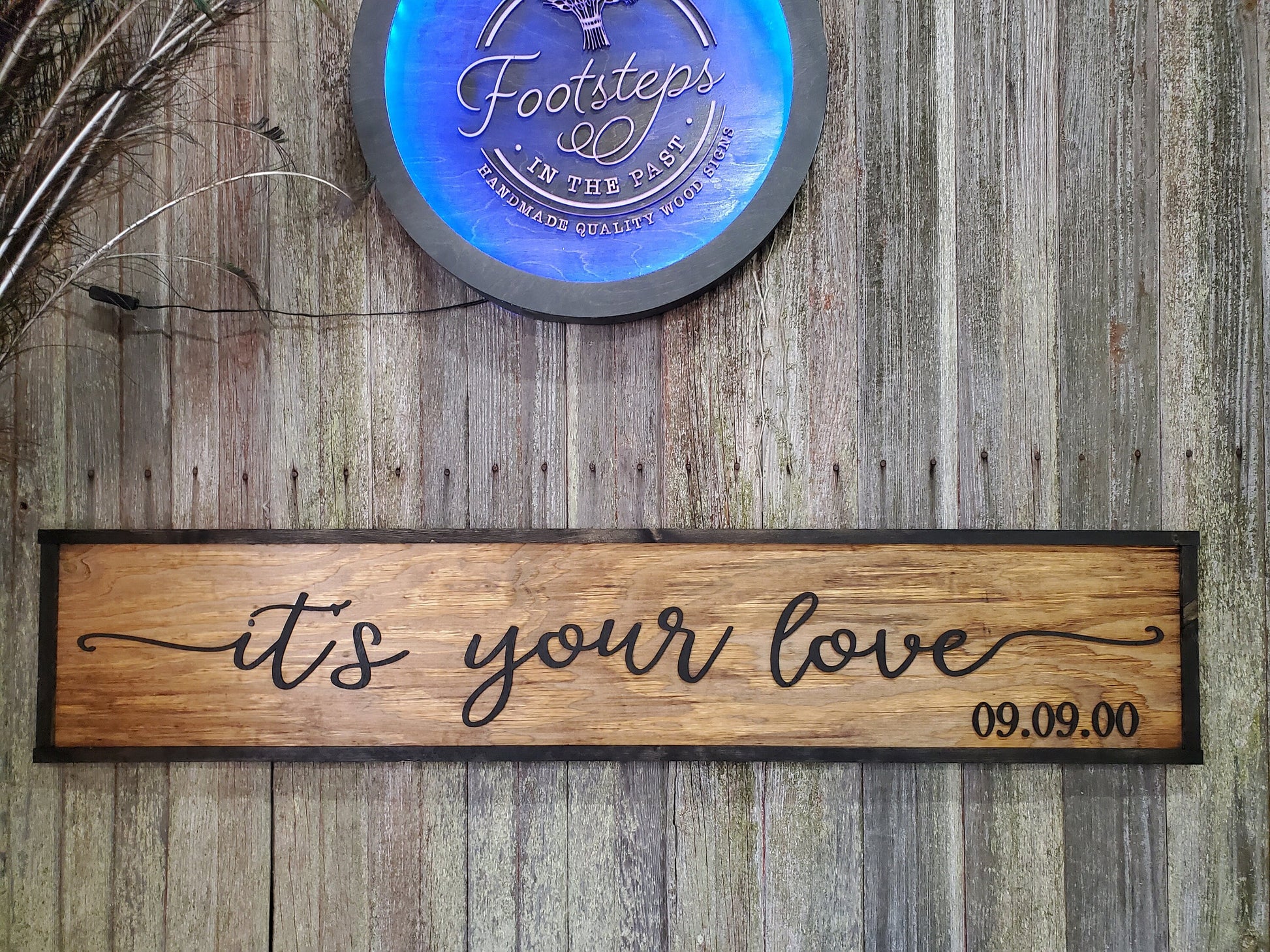 Its Your Love Large Custom Established Sign Wedding Gift Country Rustic Wood 3D Raised Text Wooden Framed Shabby Chic Cabin Decor