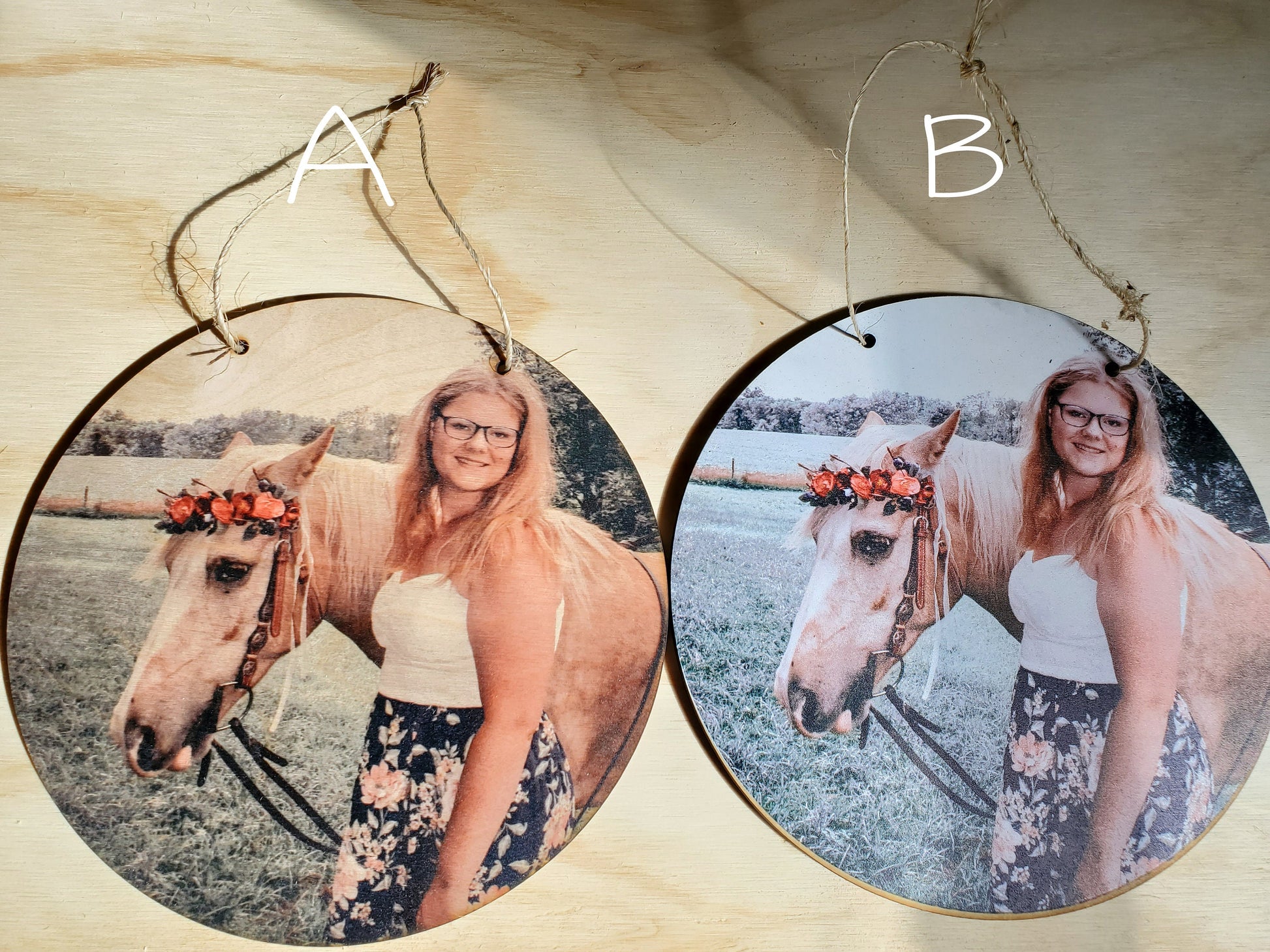 Photo on Wood Round Circle Custom Your Photo Printed Large Rustic Personalized Custom Gift Idea Wood Print Wood Photo Home Decor USA