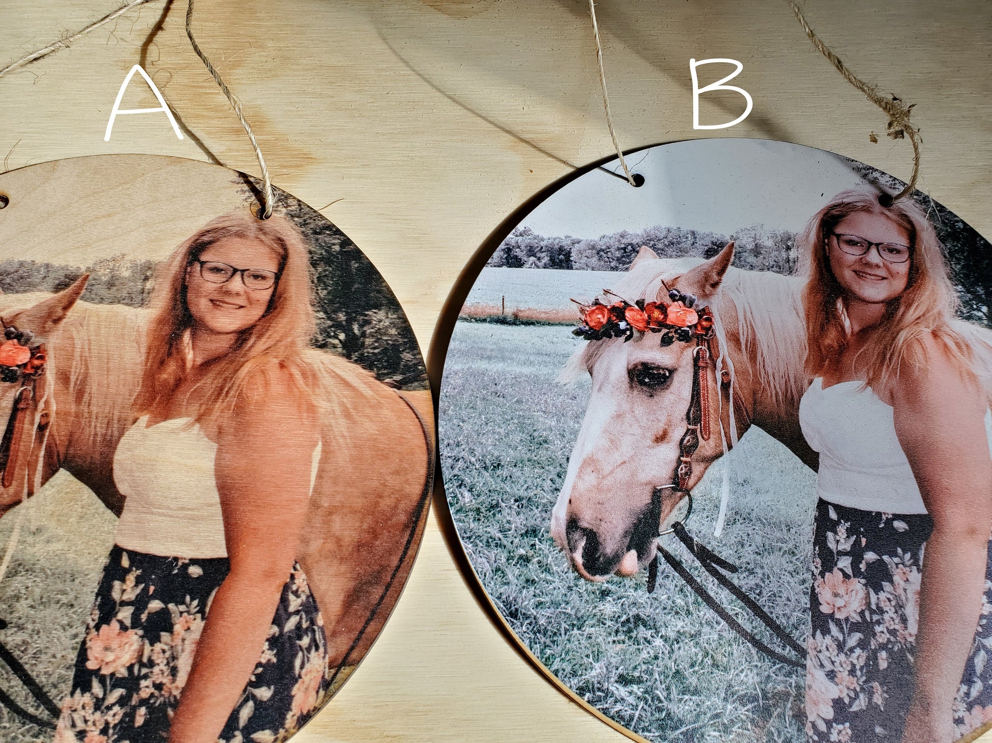 Photo on Wood Round Circle Custom Your Photo Printed Large Rustic Personalized Custom Gift Idea Wood Print Wood Photo Home Decor USA