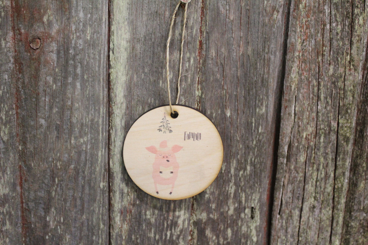 Pig Ornament Santa Pig Choir Singing Merry Christmas Piggy FaLaLa Mistletoe Keychain Circle Hanger Sign Gift Tree