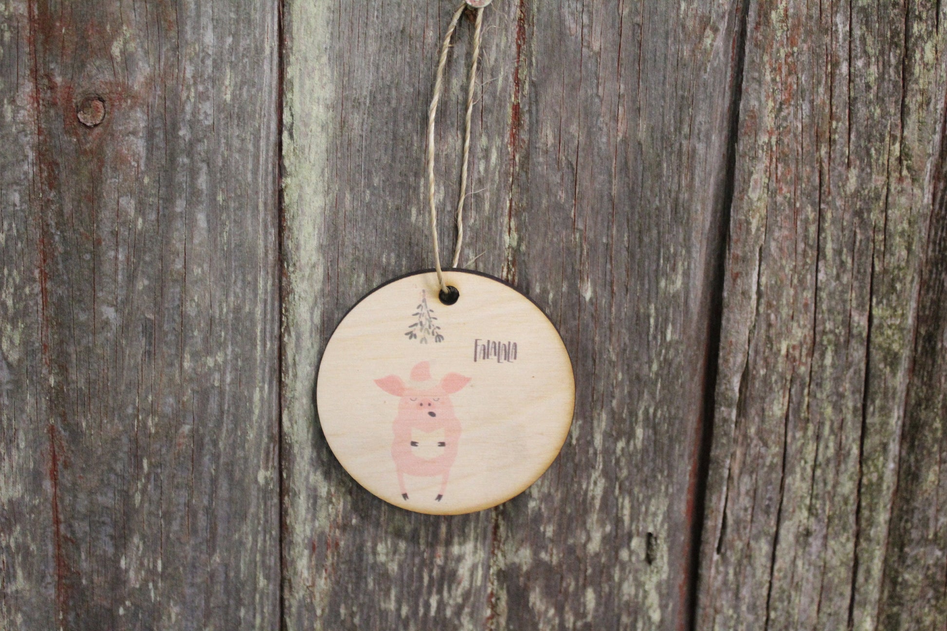Pig Ornament Santa Pig Choir Singing Merry Christmas Piggy FaLaLa Mistletoe Keychain Circle Hanger Sign Gift Tree