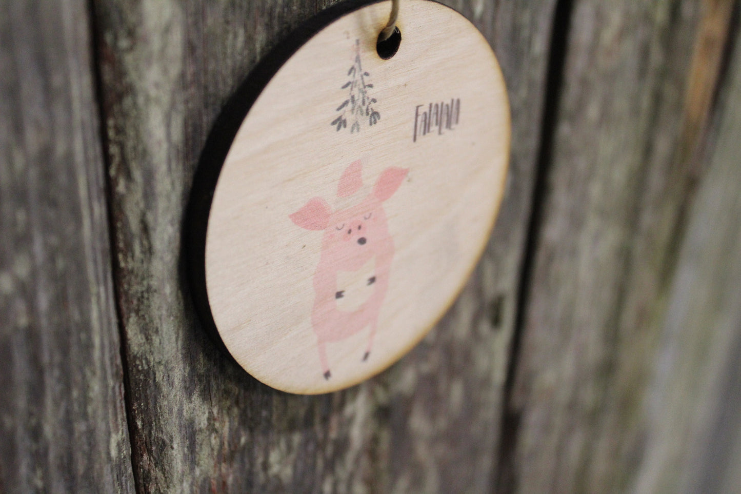Pig Ornament Santa Pig Choir Singing Merry Christmas Piggy FaLaLa Mistletoe Keychain Circle Hanger Sign Gift Tree