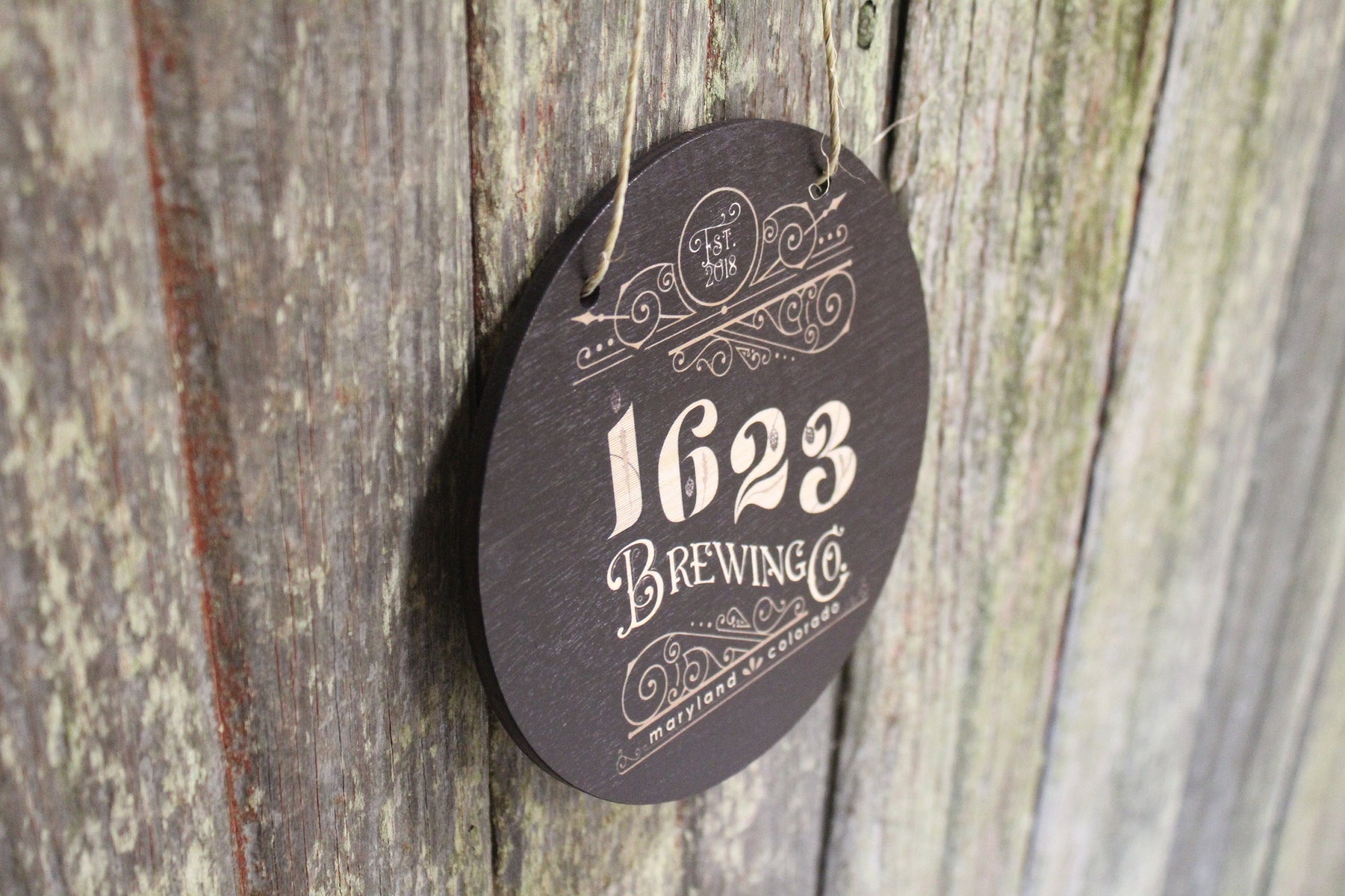 Wood Front Door Small Business Sign Logo Your Actual Logo Round Small Business Hanging Sign Custom Circle Personalized Wall Art Color Print