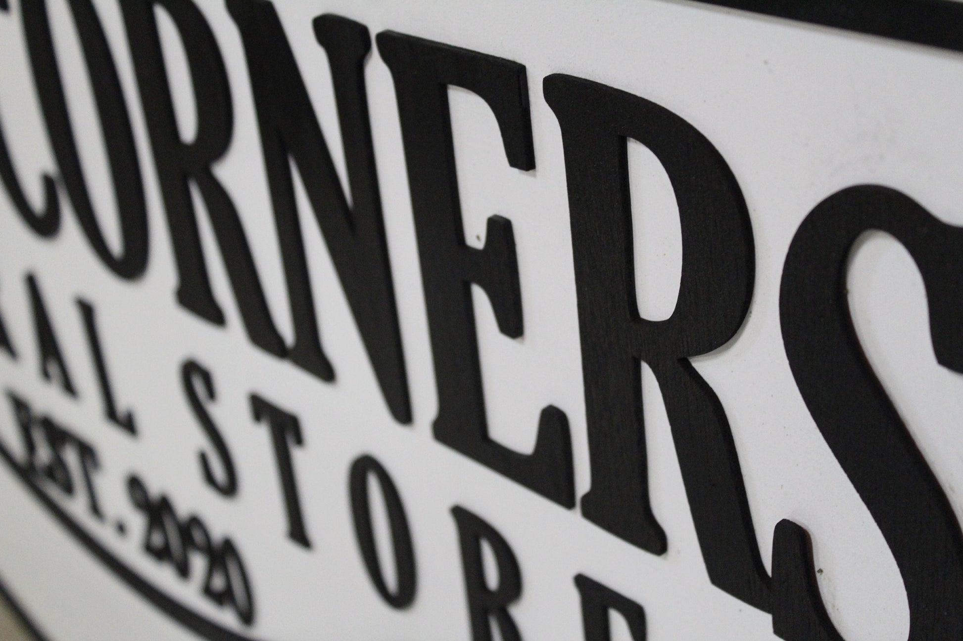 General Store Sign Small Business Round Sign Raised Text Commercial Signage 3D Your Logo Extra Large Rings Established Pine Trees Custom