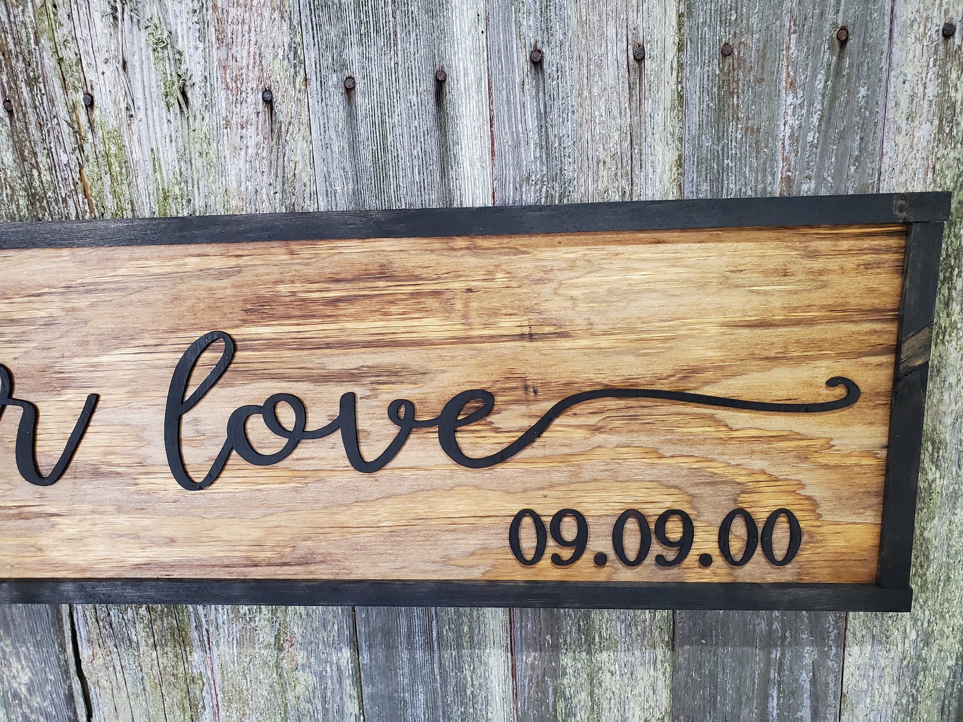 Its Your Love Large Custom Established Sign Wedding Gift Country Rustic Wood 3D Raised Text Wooden Framed Shabby Chic Cabin Decor