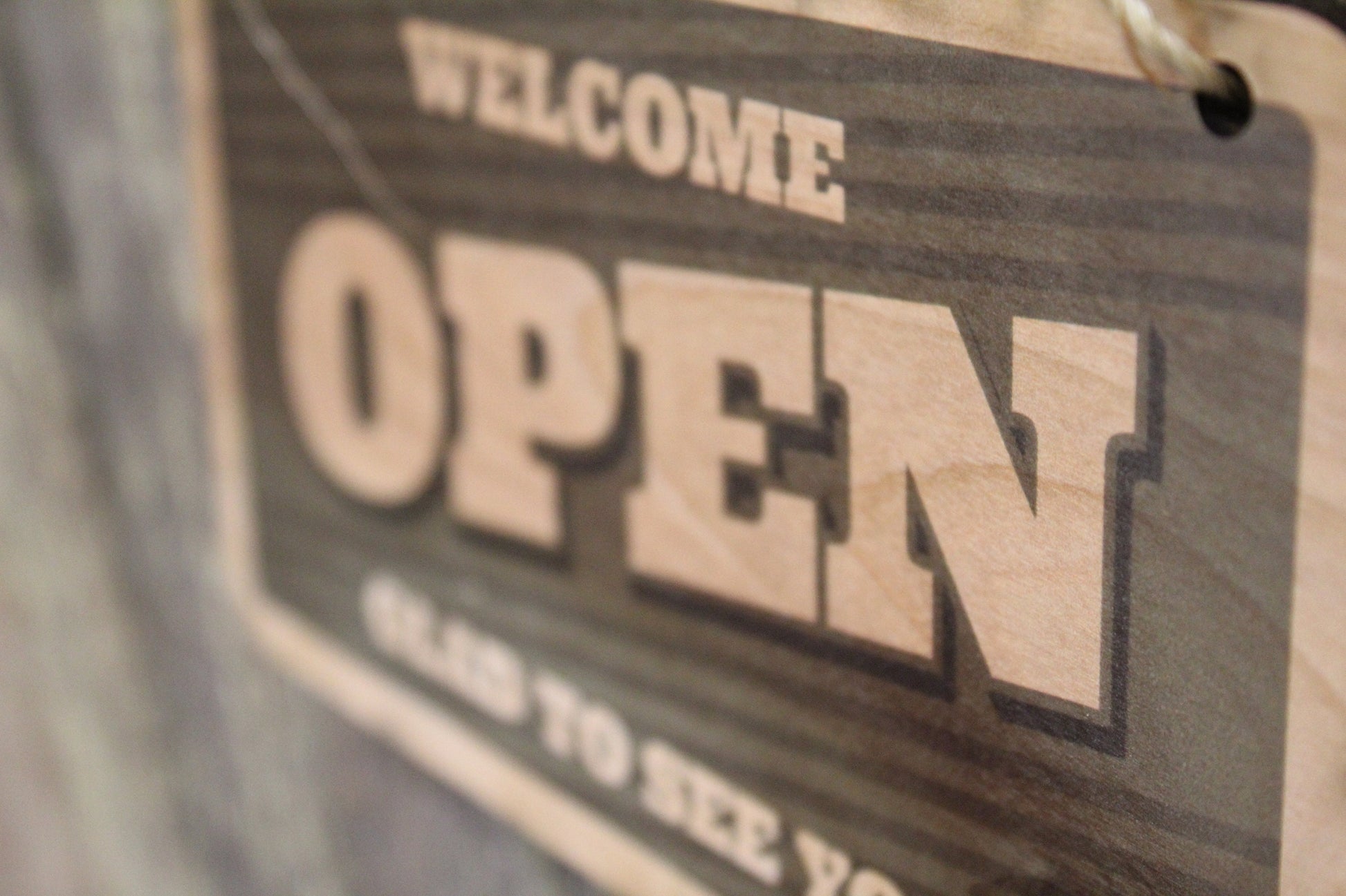 Open Closed Sign Green Welcome Glad To See You Sorry We'll See You Later Double Sided Close Vintage Wooden Front Door Entry Way