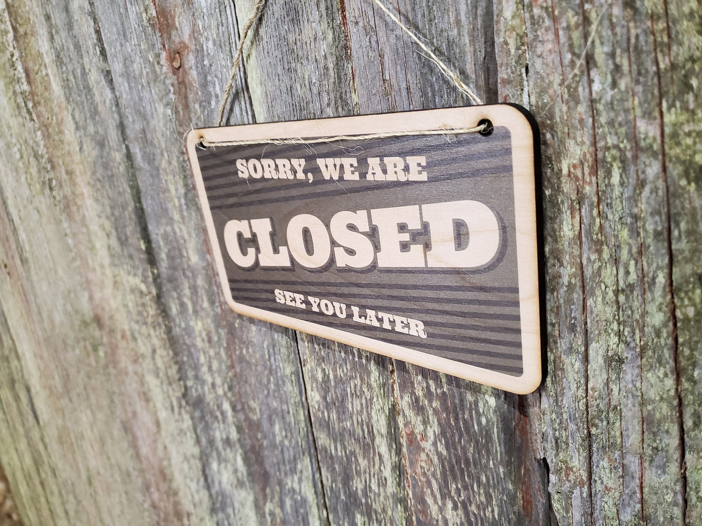 Open Closed Sign Green Welcome Glad To See You Sorry We'll See You Later Double Sided Close Vintage Wooden Front Door Entry Way