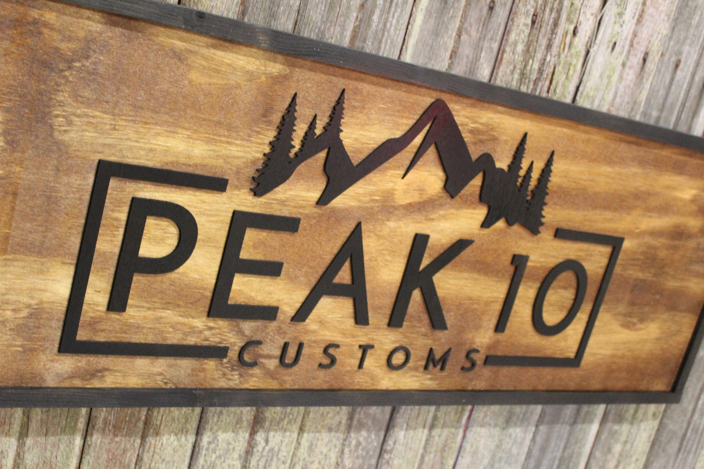 Raised Rustic Business Sign 3D Large Custom We Use Your Graphic and Colors Business Logo Wood Entrance Text Extra Large