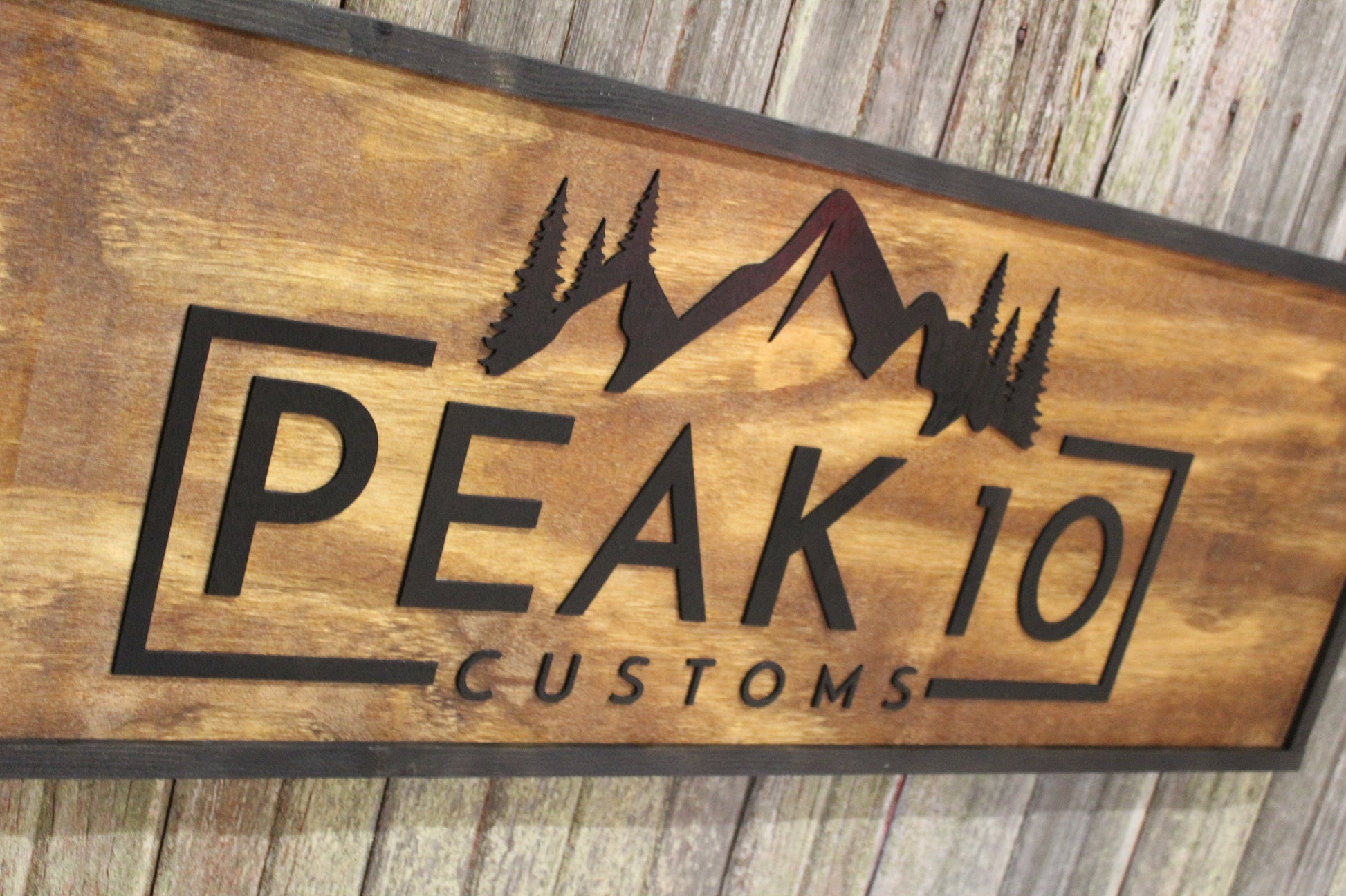 Raised Rustic Business Sign 3D Large Custom We Use Your Graphic and Colors Business Logo Wood Entrance Text Extra Large