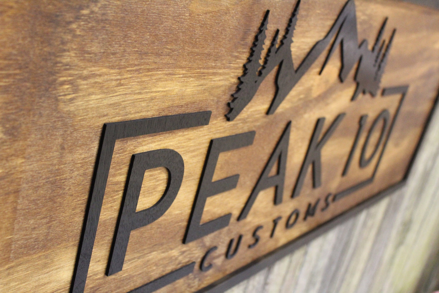 Raised Rustic Business Sign 3D Large Custom We Use Your Graphic and Colors Business Logo Wood Entrance Text Extra Large