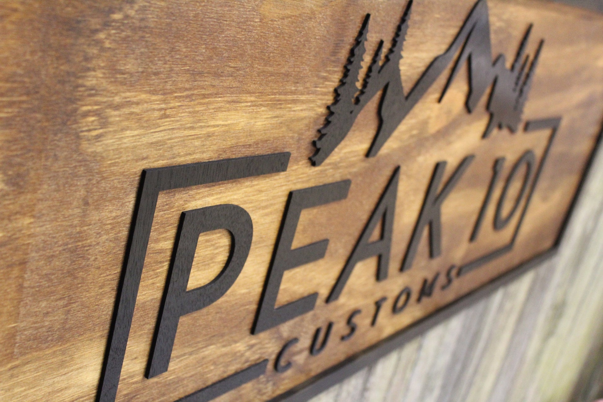 Raised Rustic Business Sign 3D Large Custom We Use Your Graphic and Colors Business Logo Wood Entrance Text Extra Large