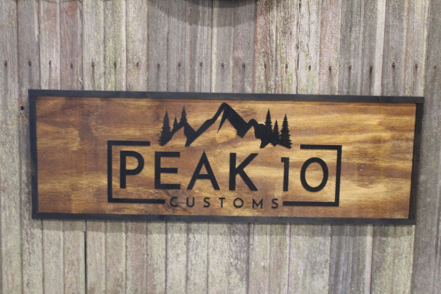 Raised Rustic Business Sign 3D Large Custom We Use Your Graphic and Colors Business Logo Wood Entrance Text Extra Large