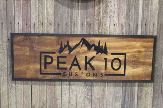 Raised Rustic Business Sign 3D Large Custom We Use Your Graphic and Colors Business Logo Wood Entrance Text Extra Large