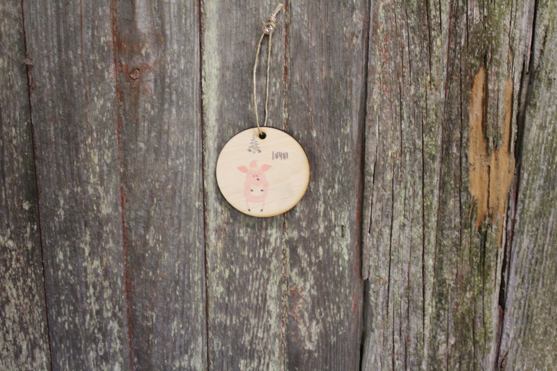 Pig Ornament Santa Pig Choir Singing Merry Christmas Piggy FaLaLa Mistletoe Keychain Circle Hanger Sign Gift Tree