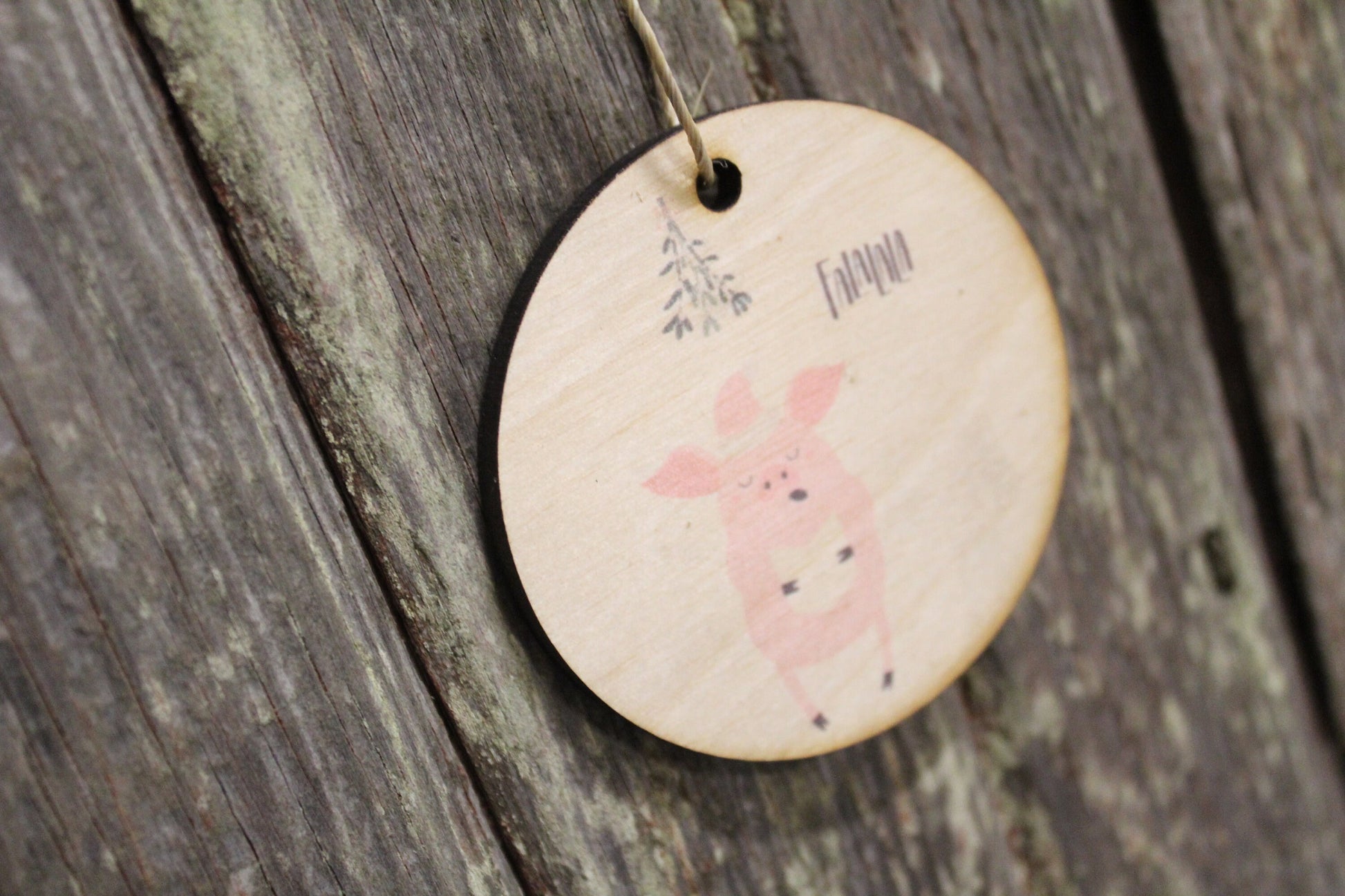 Pig Ornament Santa Pig Choir Singing Merry Christmas Piggy FaLaLa Mistletoe Keychain Circle Hanger Sign Gift Tree