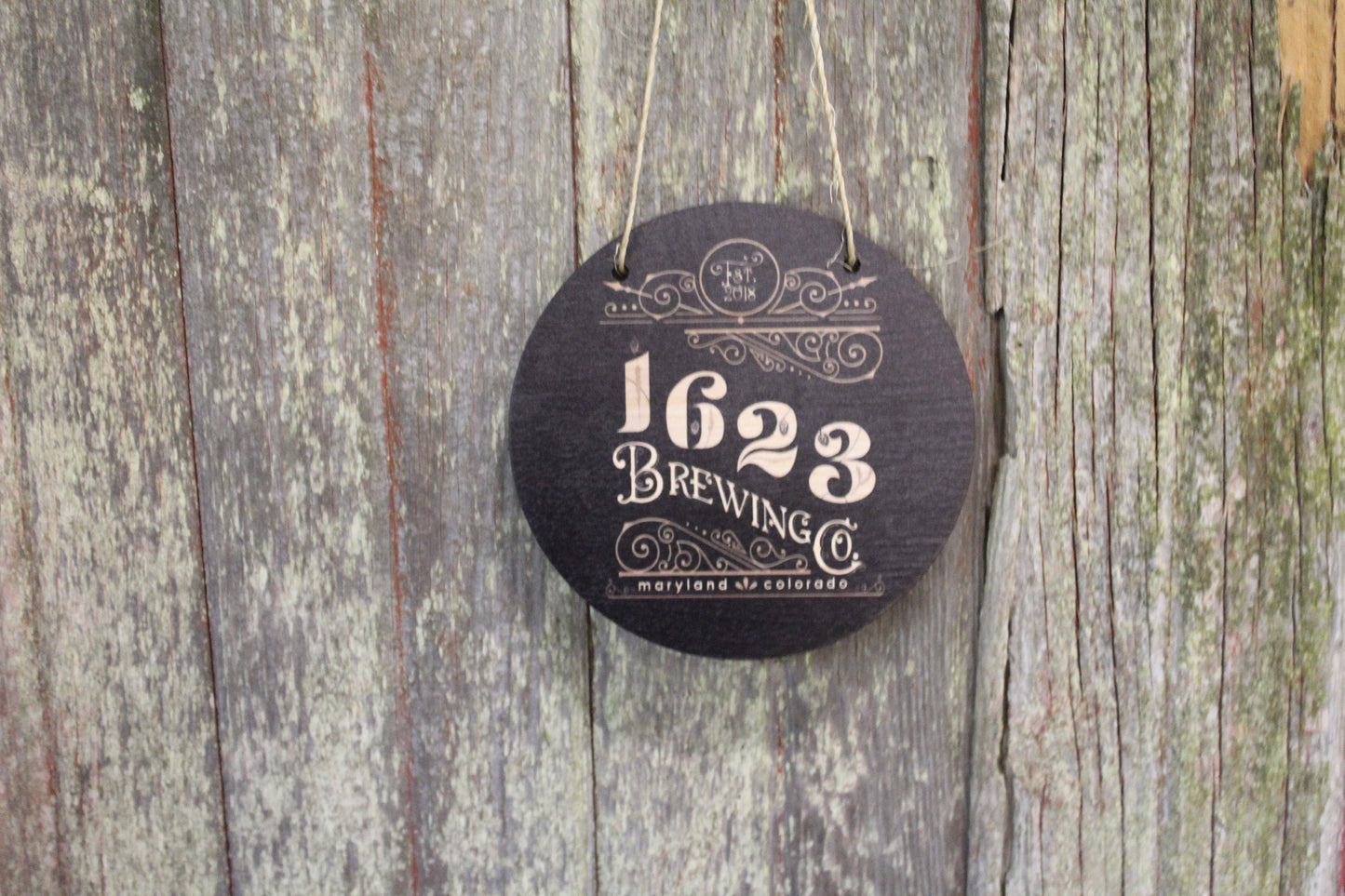 Wood Front Door Small Business Sign Logo Your Actual Logo Round Small Business Hanging Sign Custom Circle Personalized Wall Art Color Print