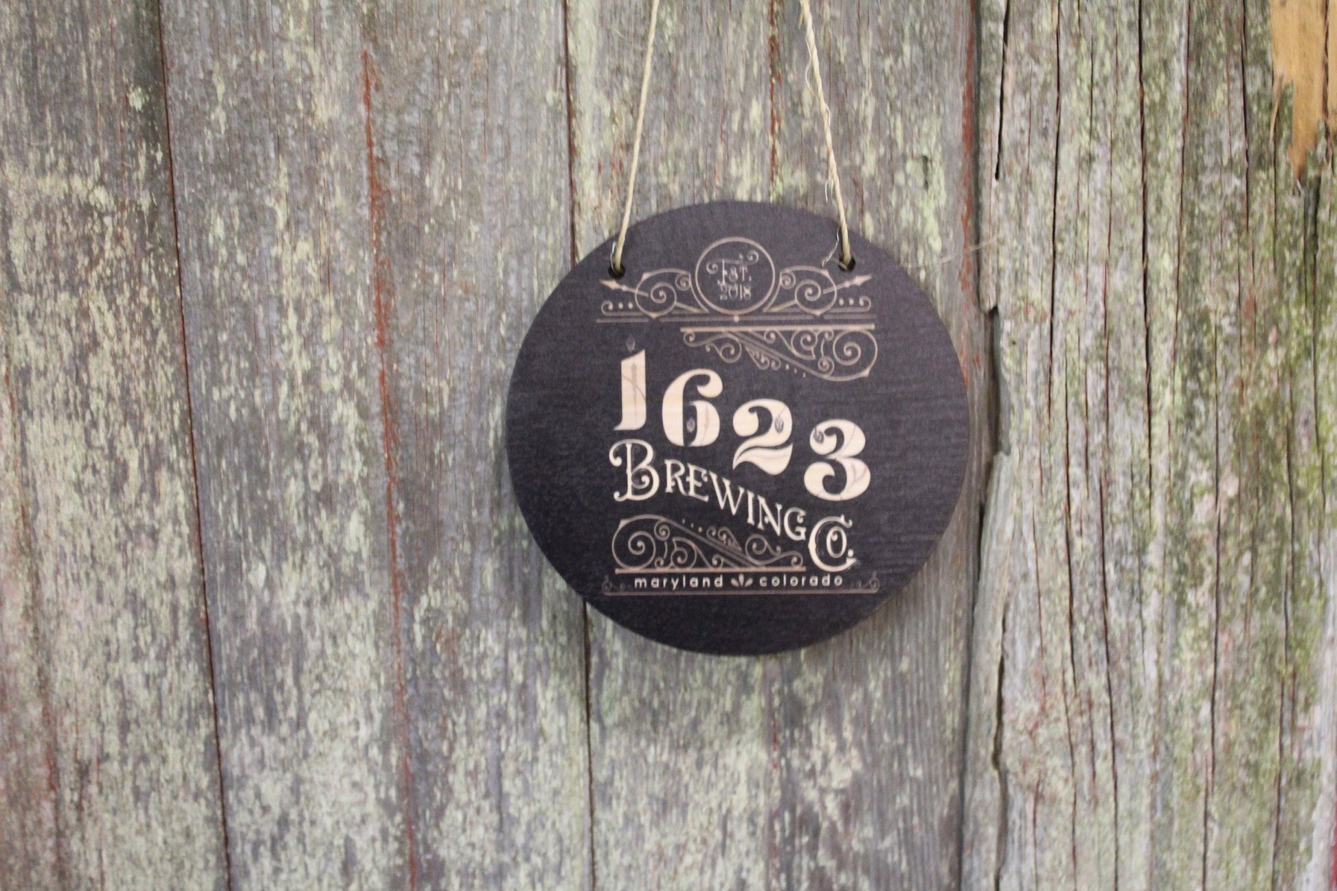 Wood Front Door Small Business Sign Logo Your Actual Logo Round Small Business Hanging Sign Custom Circle Personalized Wall Art Color Print