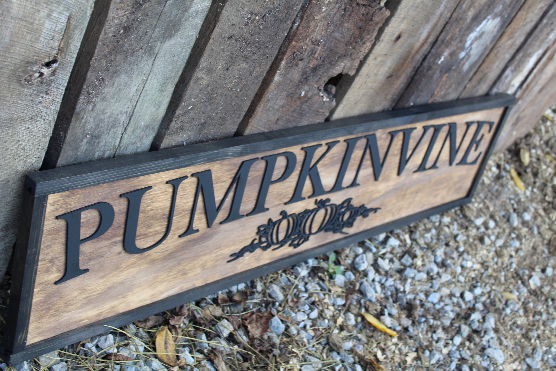 Large Custom Ranch Sign Over-sized Raised Text Pumpkin Rustic Business Logo Wood Laser Cut Out 3D Extra Large Sign