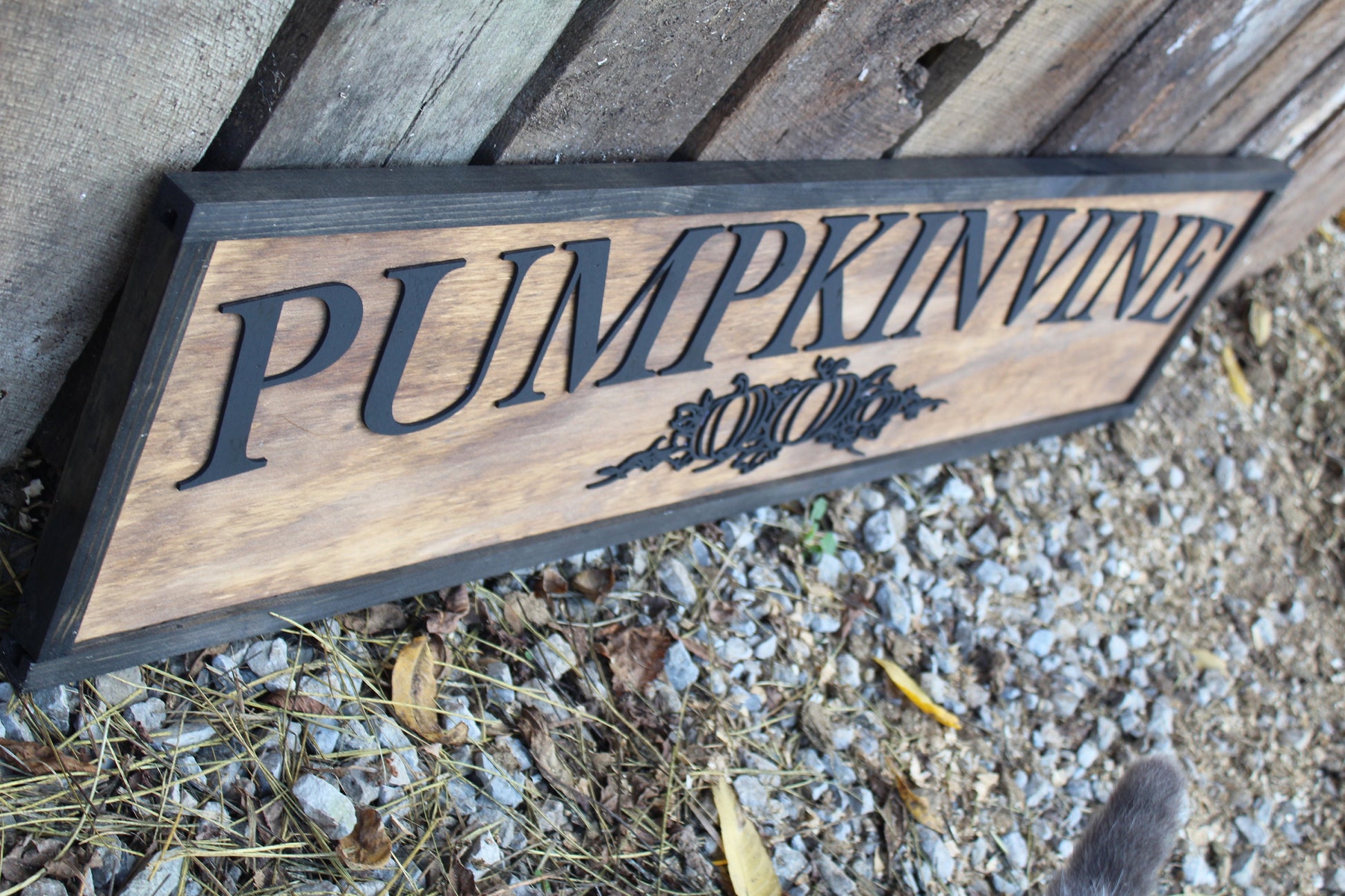 Large Custom Ranch Sign Over-sized Raised Text Pumpkin Rustic Business Logo Wood Laser Cut Out 3D Extra Large Sign