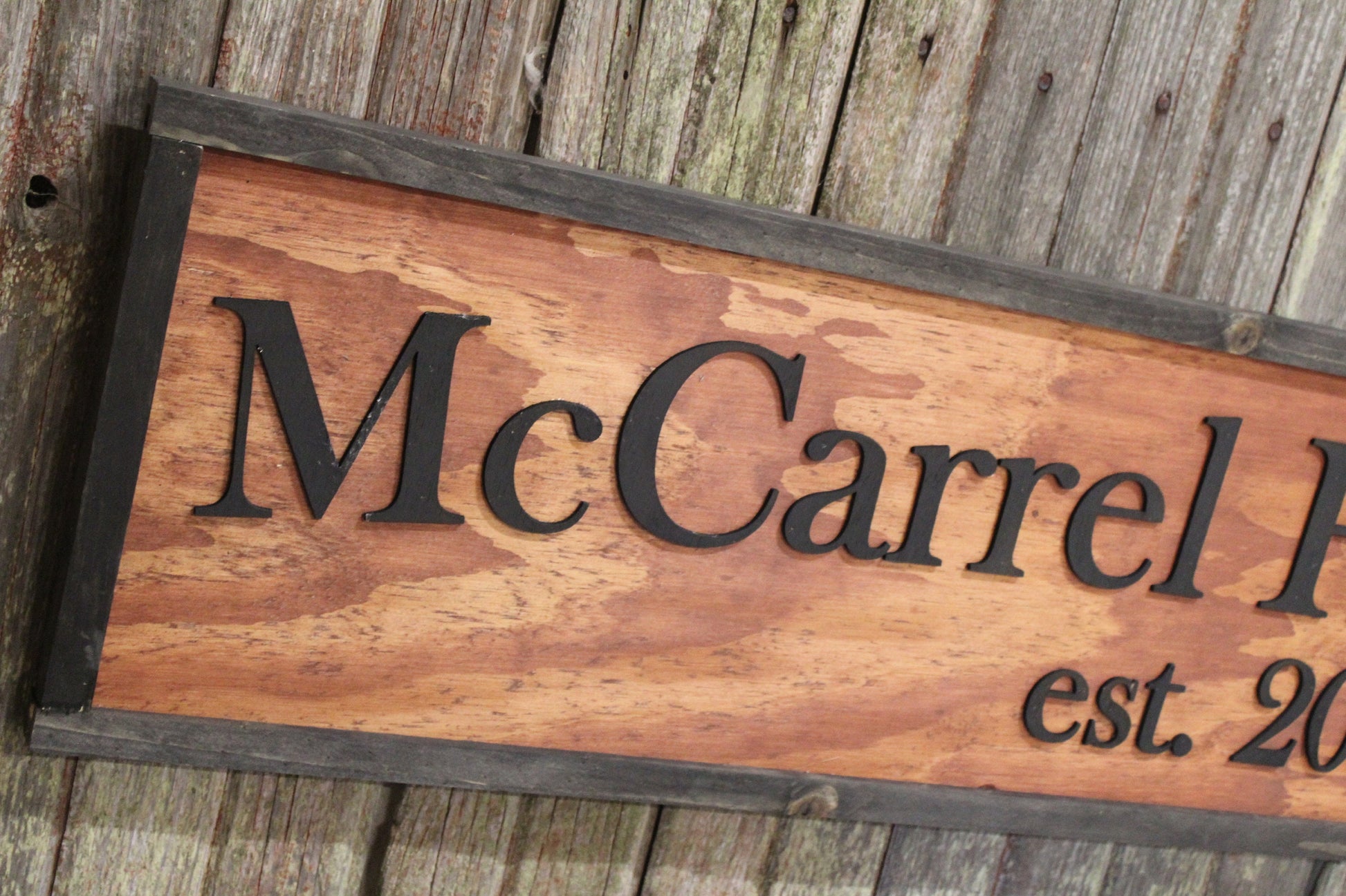 Large Custom Ranch Sign Red Stain Over-sized Rustic Business Logo Raised Text Wood Laser Cut Out 3D Extra Large Sign