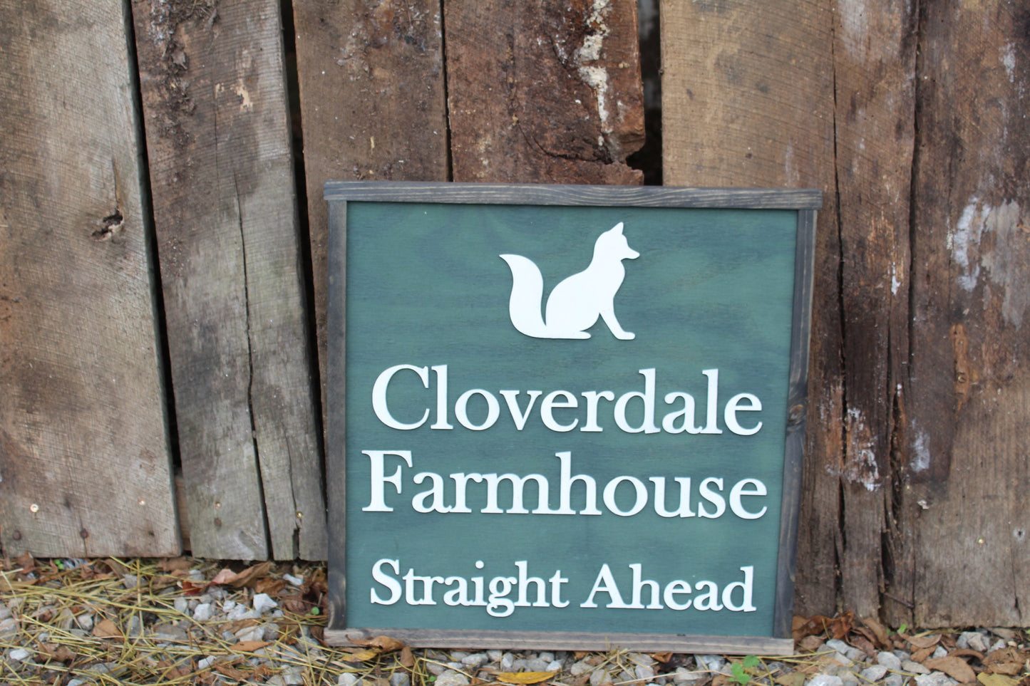 Large Custom Fox Farmhouse Sign Square Directional Sign Business Sign Raised Text Your Logo Over-sized Rustic 3D Entrance Sign
