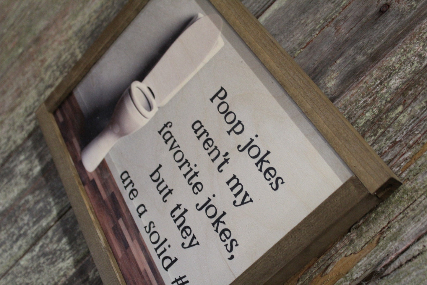 Bathroom Wood Sign Poop Jokes Aren't MY Favorite But Are A Solid #2 Silly Toilet Joke Gift Print Primitive Rustic Dad Joke Restroom