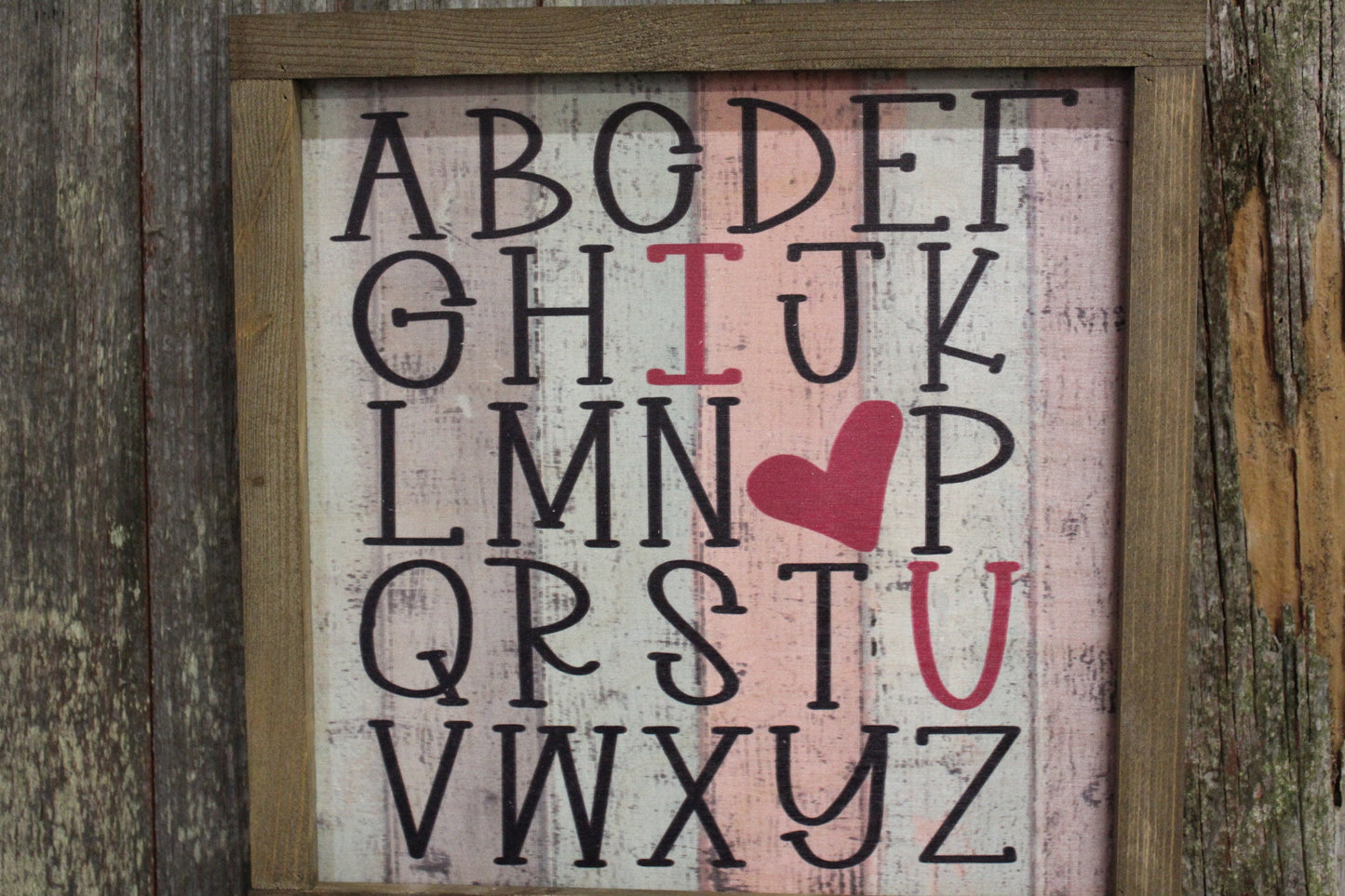 Valentines Wood Sign Alphabet ABC's Heart Sweetest Day Valentines Day I Heart You I Love You Shiplap Print Art Farmhouse Primitive Rustic