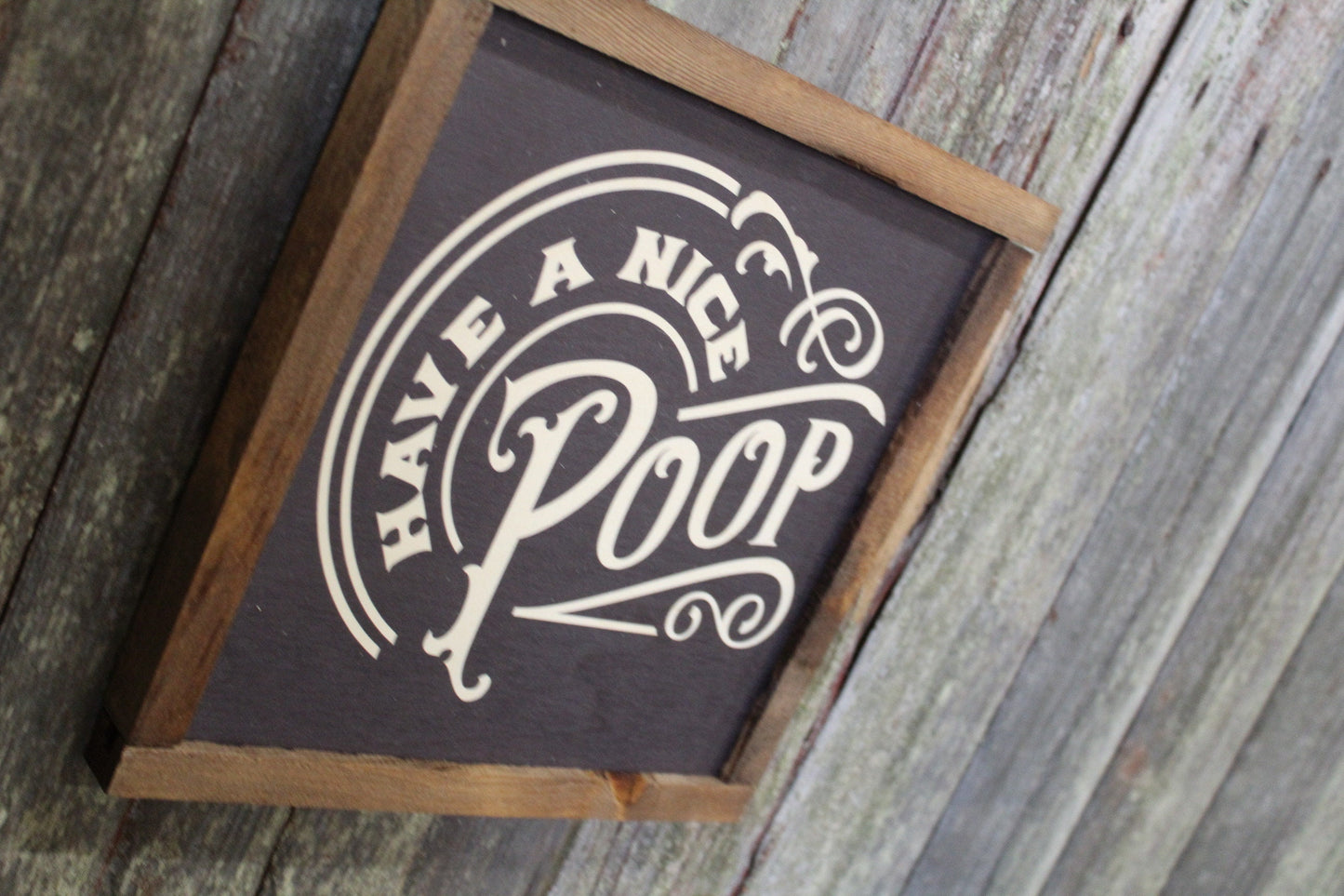 Have A Nice Poop Bathroom Wood Sign Half Bath Wall Art Wall Hanging Farmhouse Rustic Shiplap Funny Humor Retro Scroll