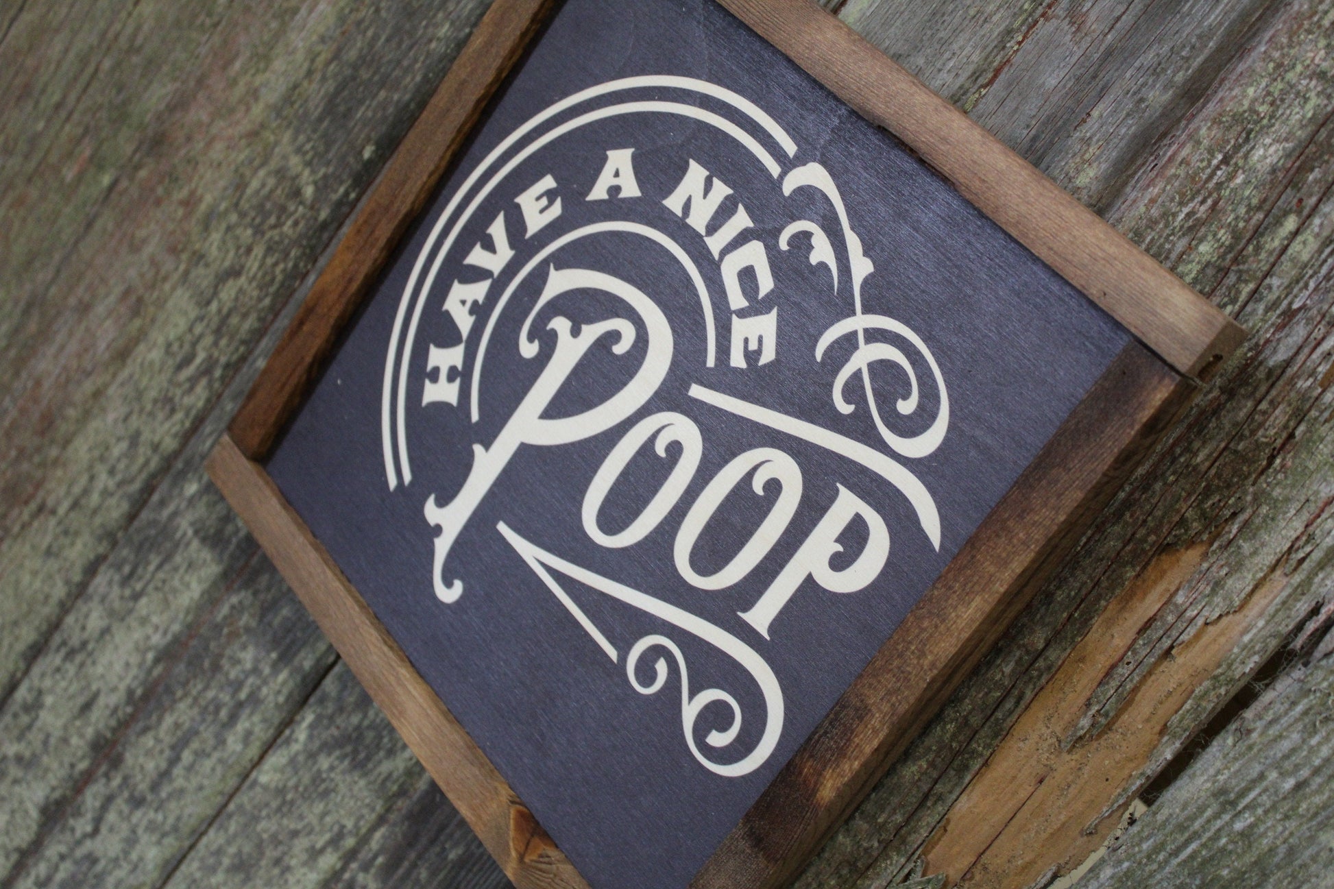 Have A Nice Poop Bathroom Wood Sign Half Bath Wall Art Wall Hanging Farmhouse Rustic Shiplap Funny Humor Retro Scroll