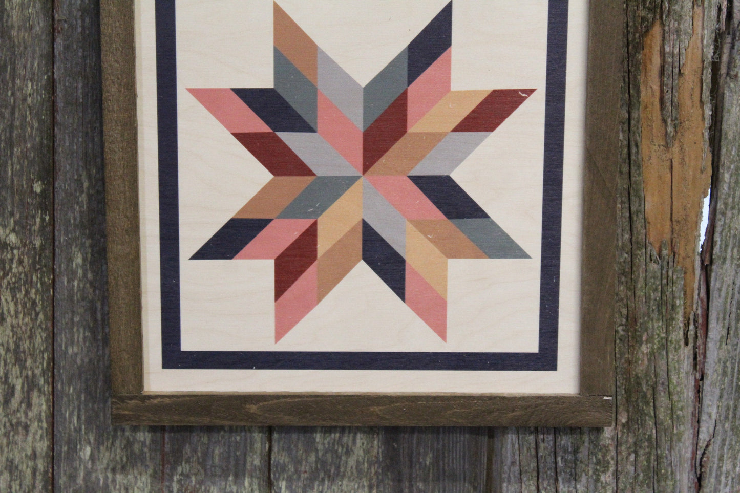 Star Triangle Barn Quilt Wood Sign Stylized Geometric Origami Pastel Square Pattern Block Wall Art Farmhouse Primitive Rustic