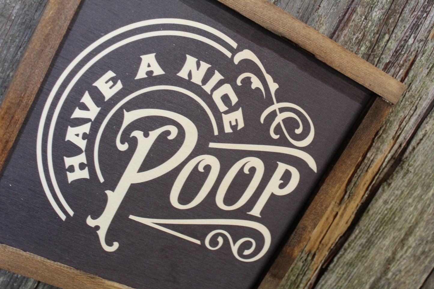Have A Nice Poop Bathroom Wood Sign Half Bath Wall Art Wall Hanging Farmhouse Rustic Shiplap Funny Humor Retro Scroll