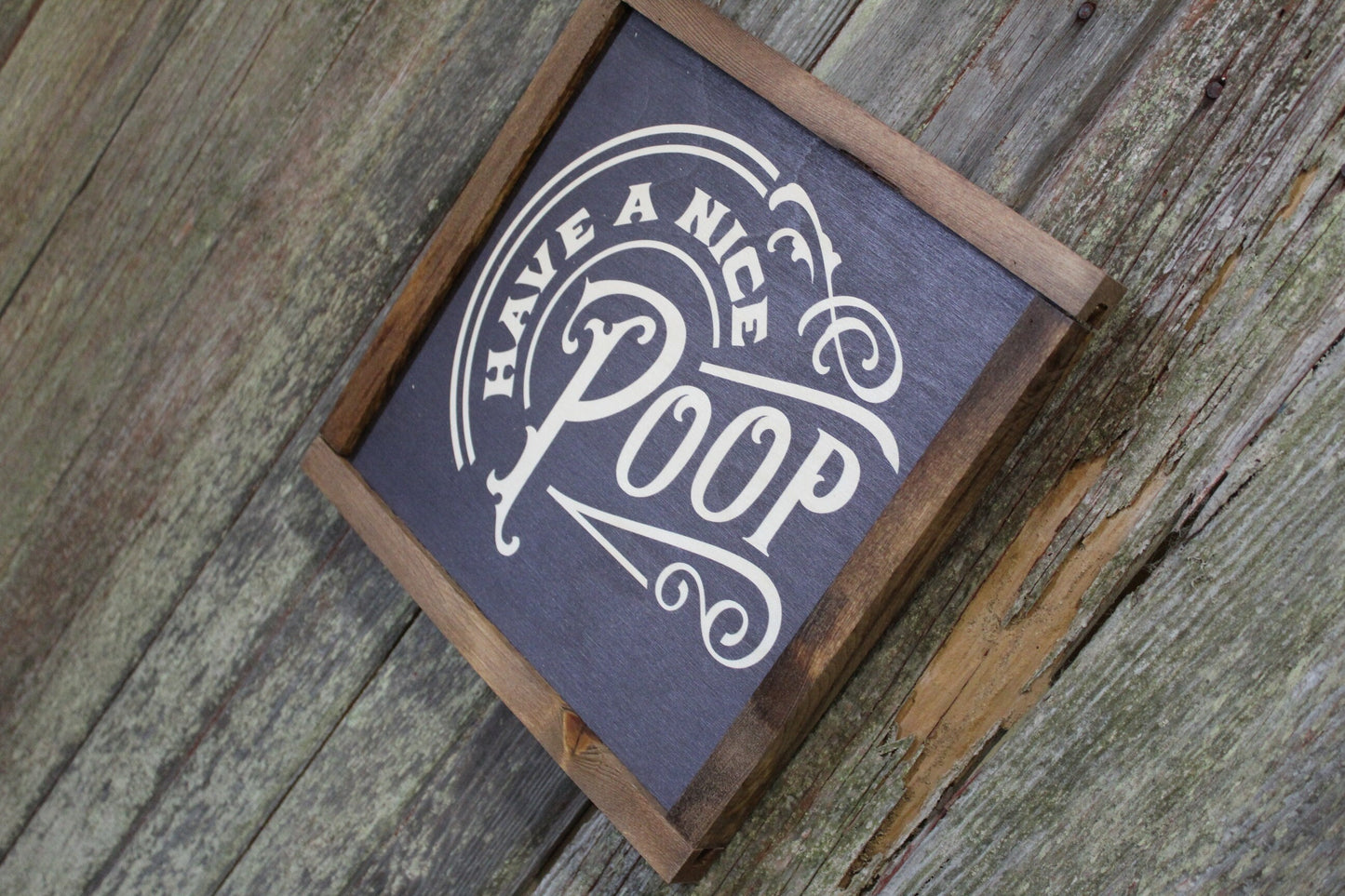 Have A Nice Poop Bathroom Wood Sign Half Bath Wall Art Wall Hanging Farmhouse Rustic Shiplap Funny Humor Retro Scroll