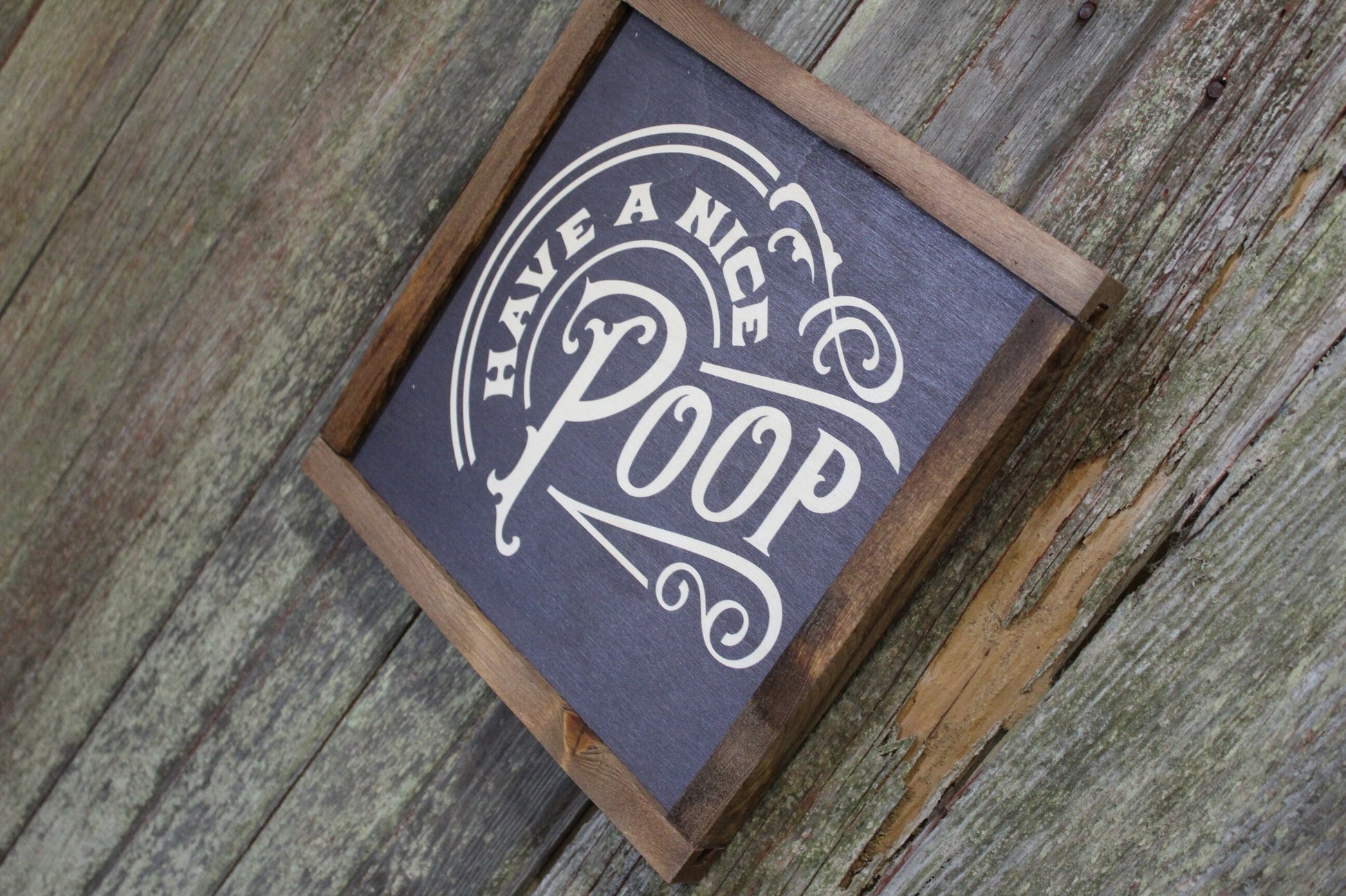 Have A Nice Poop Bathroom Wood Sign Half Bath Wall Art Wall Hanging Farmhouse Rustic Shiplap Funny Humor Retro Scroll