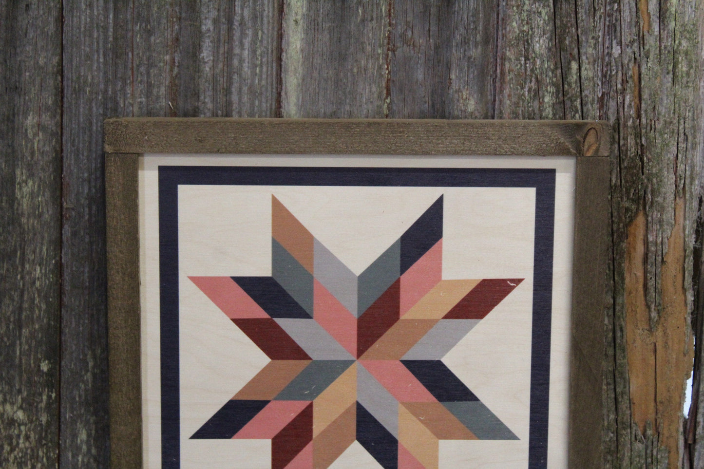 Star Triangle Barn Quilt Wood Sign Stylized Geometric Origami Pastel Square Pattern Block Wall Art Farmhouse Primitive Rustic