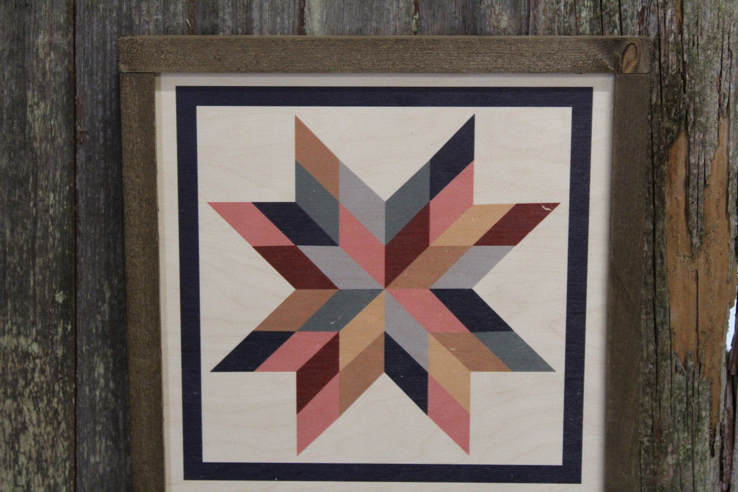 Star Triangle Barn Quilt Wood Sign Stylized Geometric Origami Pastel Square Pattern Block Wall Art Farmhouse Primitive Rustic