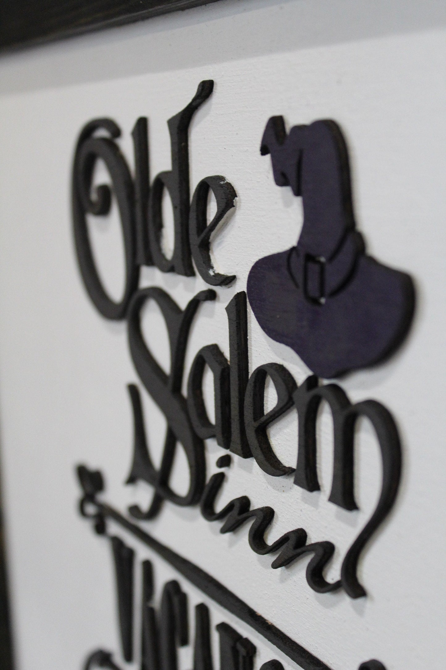 Old Salem Inn Halloween Sign Raised 3D Wood Black Vacancy Come Sit A Spell Witch Décor Decoration Wall Art Farmhouse Rustic Primitive