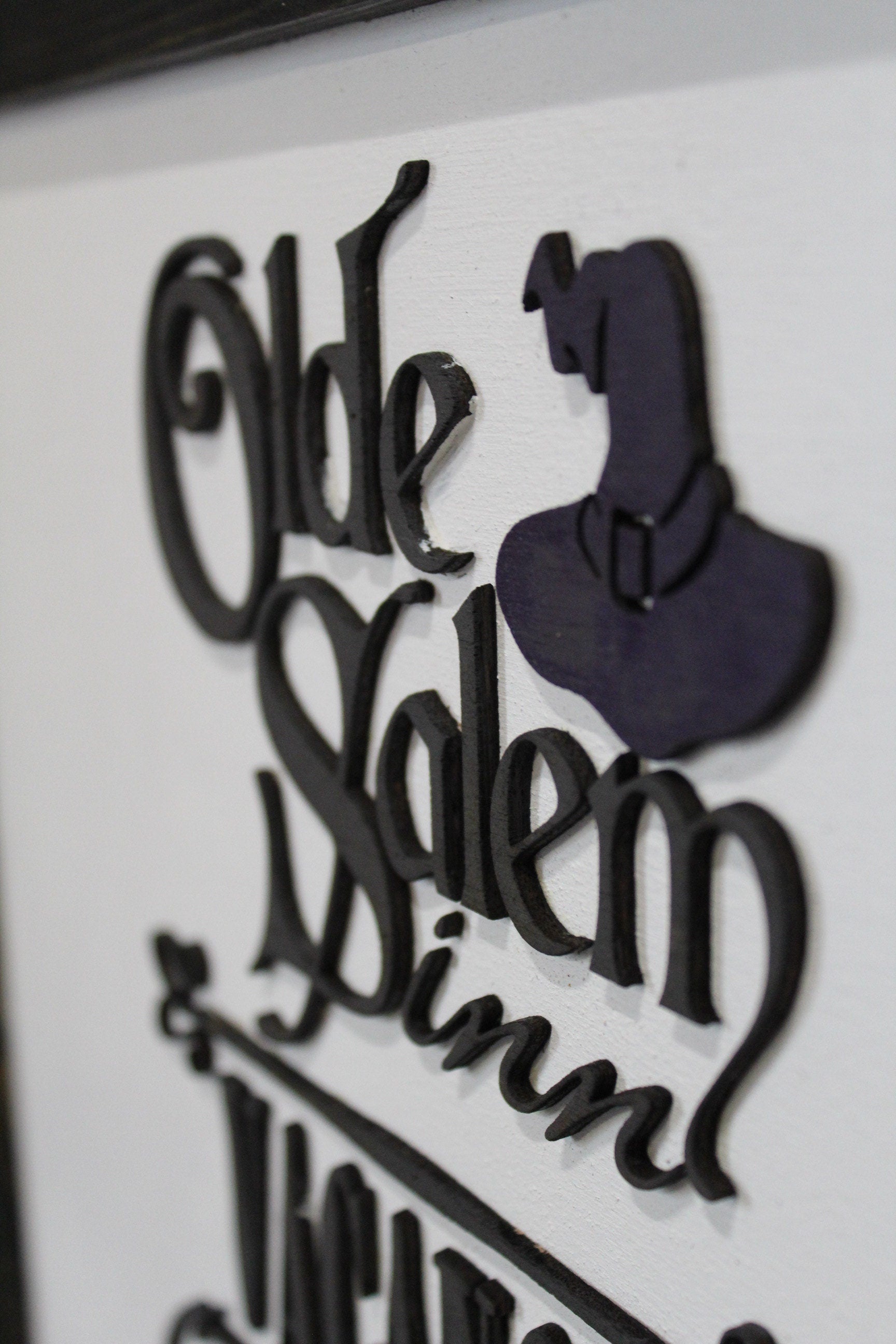 Old Salem Inn Halloween Sign Raised 3D Wood Black Vacancy Come Sit A Spell Witch Décor Decoration Wall Art Farmhouse Rustic Primitive