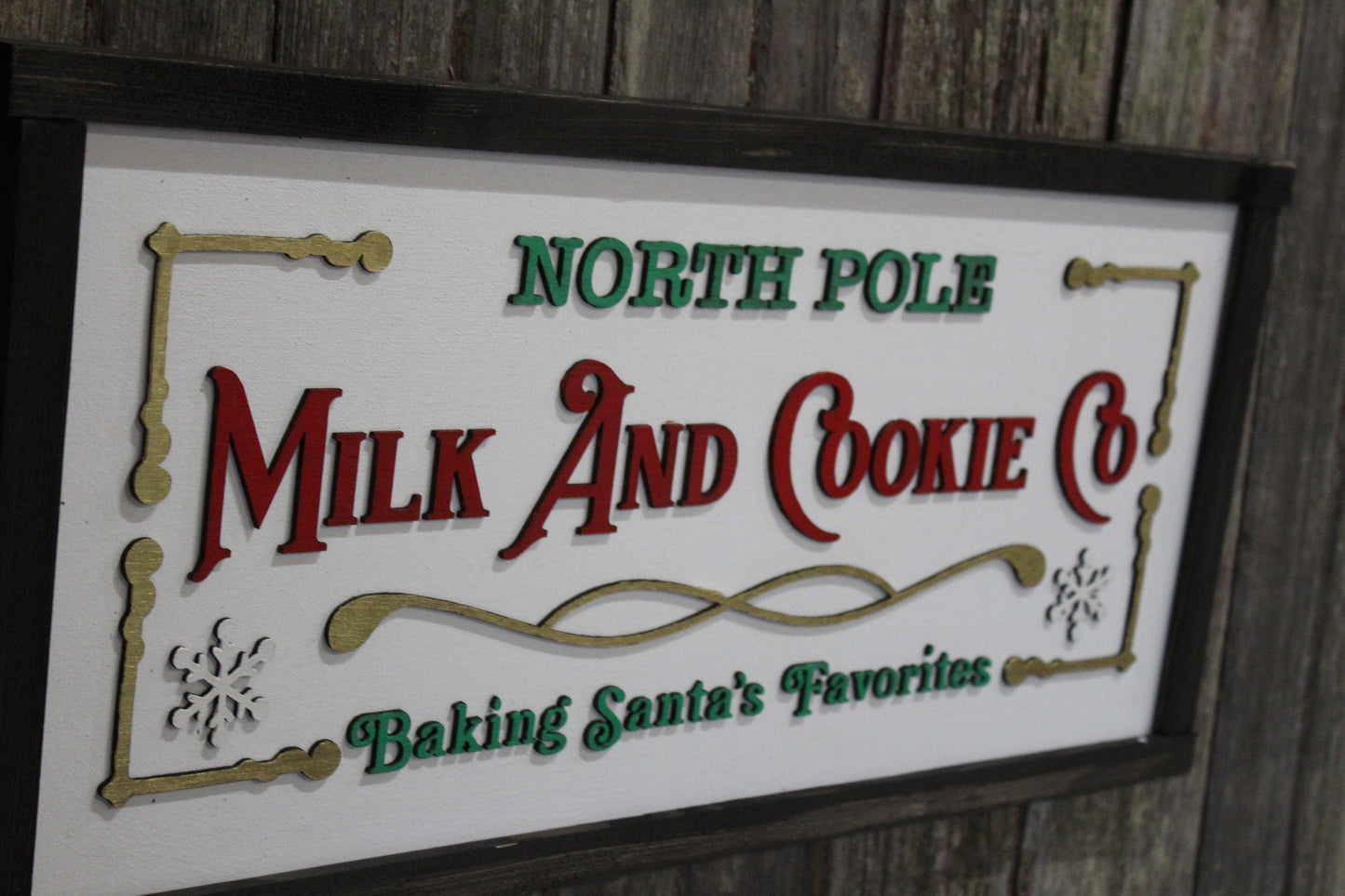 Milk and Cookie Company Wood Sign North Pole Baking Santas Favorite Cookies 3D Raised Text Christmas Decoration Wall Advertising