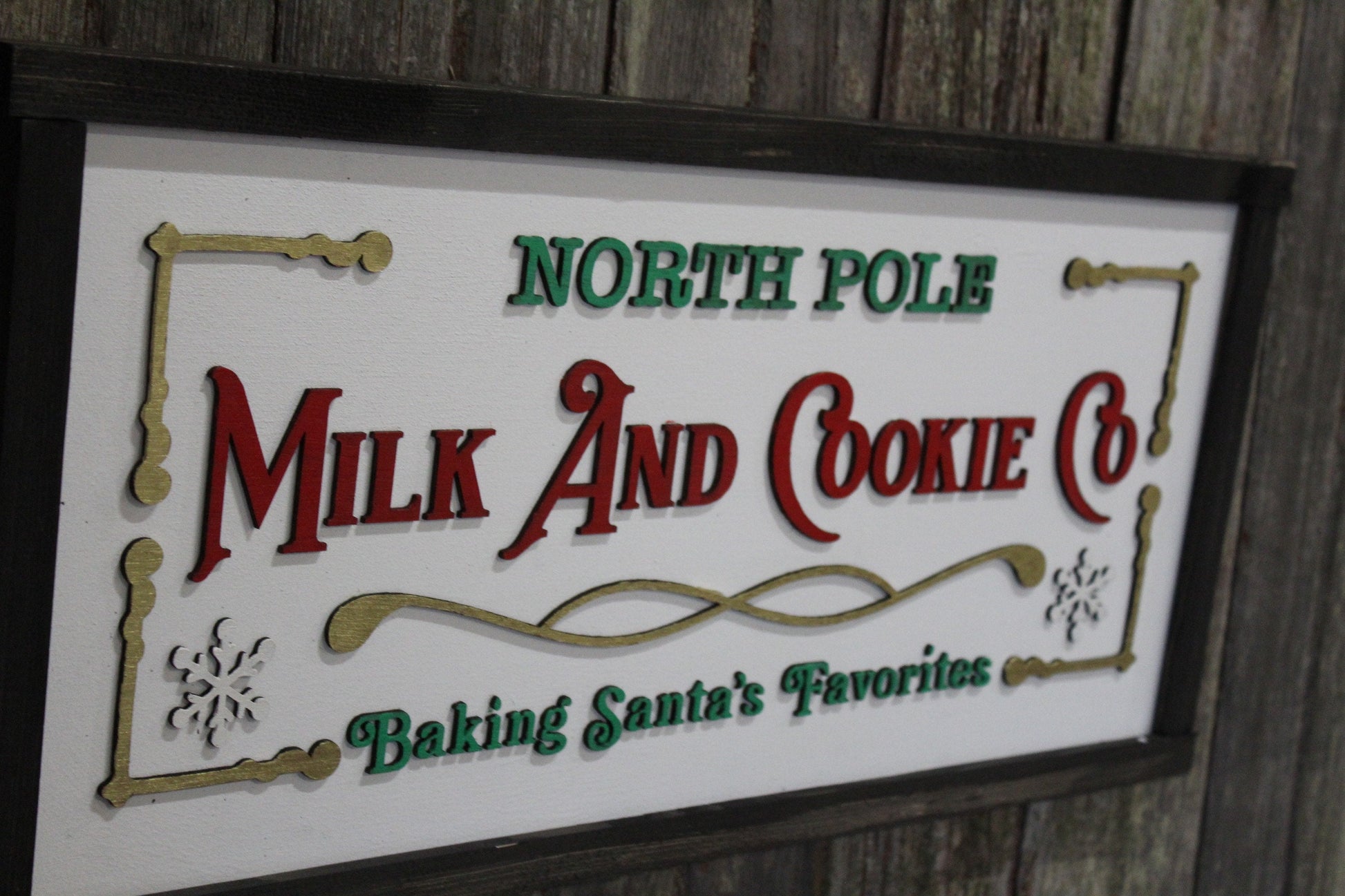 Milk and Cookie Company Wood Sign North Pole Baking Santas Favorite Cookies 3D Raised Text Christmas Decoration Wall Advertising
