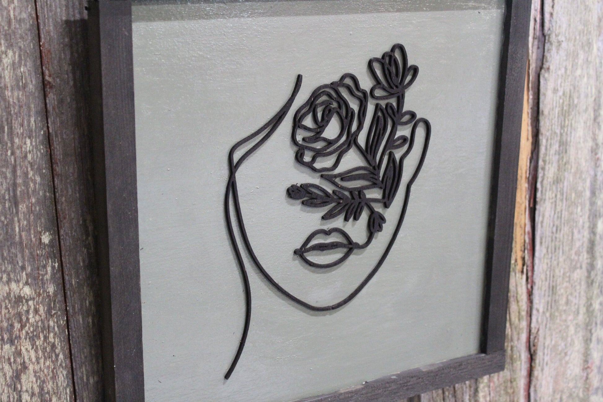 Woman's Face Lady Wood Sign Plant Flowers Organic Botanical Salon Beauty Shop 3D Raised Décor Decoration Minimalist Wall Art Handmade