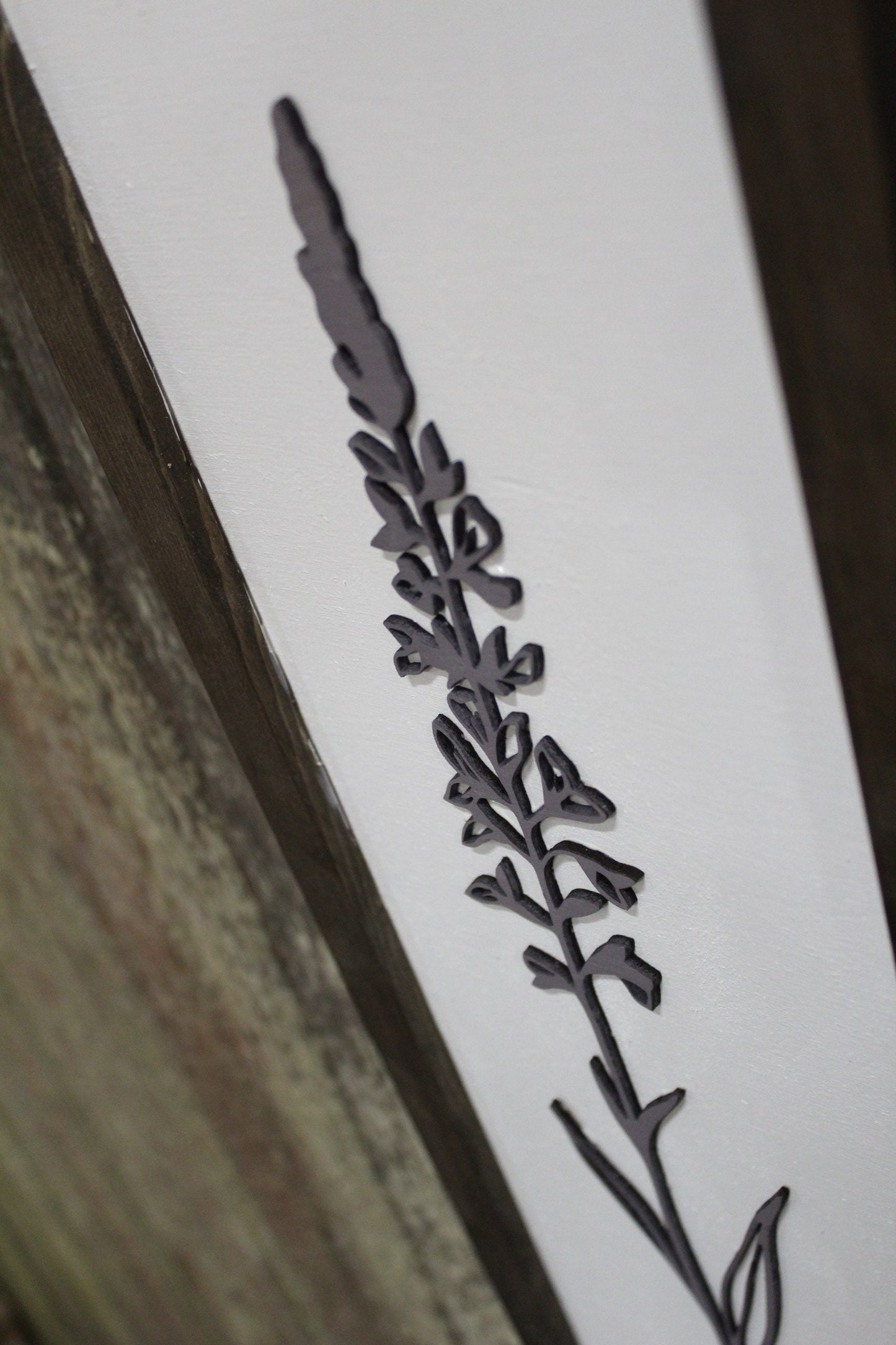 Lavender Sign Plant Raised 3D Botanical Plant Organic Purple Herb Decoration Minimalist Wall Art Wood Farmhouse Rustic Primitive Simple Soft