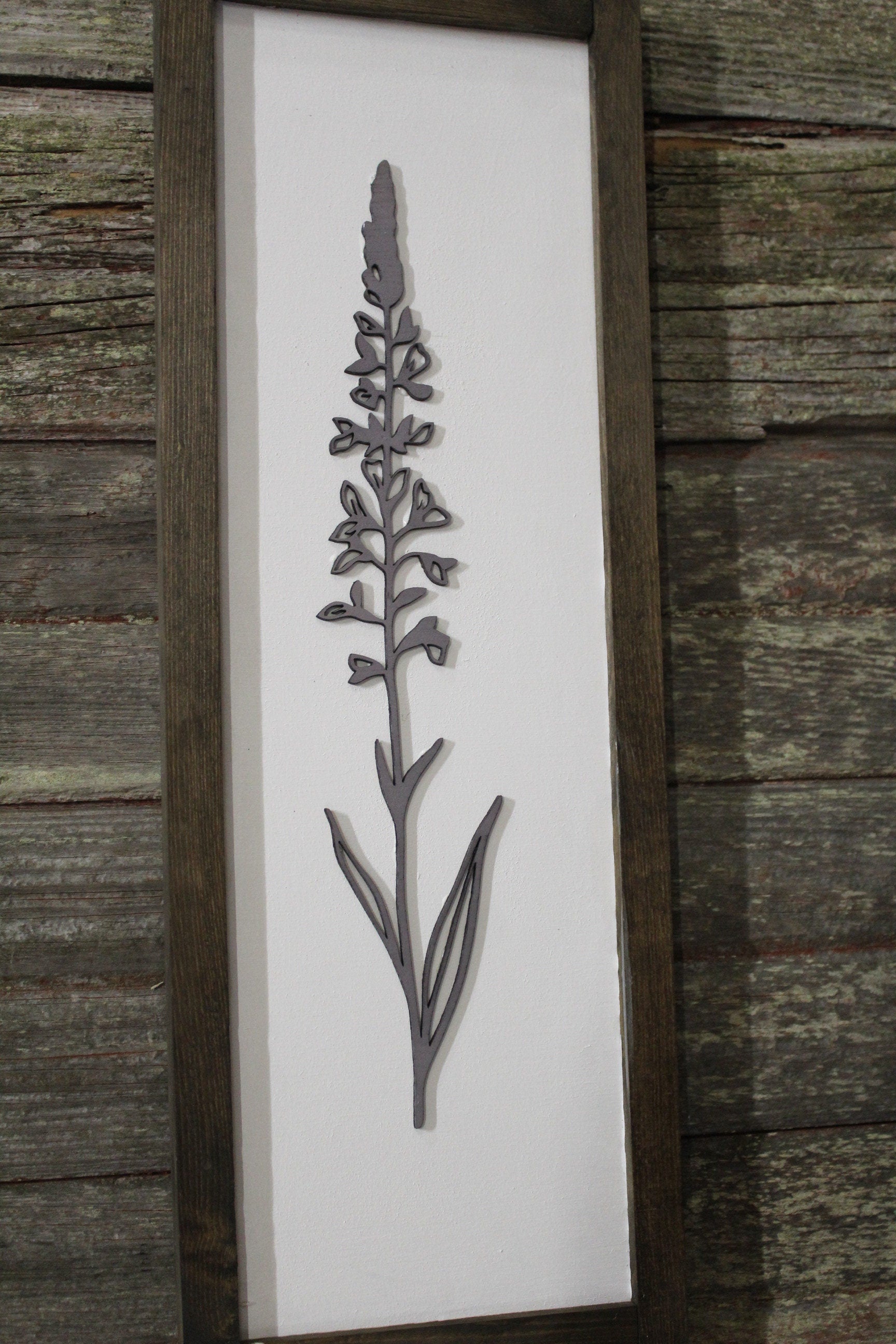 Lavender Sign Plant Raised 3D Botanical Plant Organic Purple Herb Decoration Minimalist Wall Art Wood Farmhouse Rustic Primitive Simple Soft