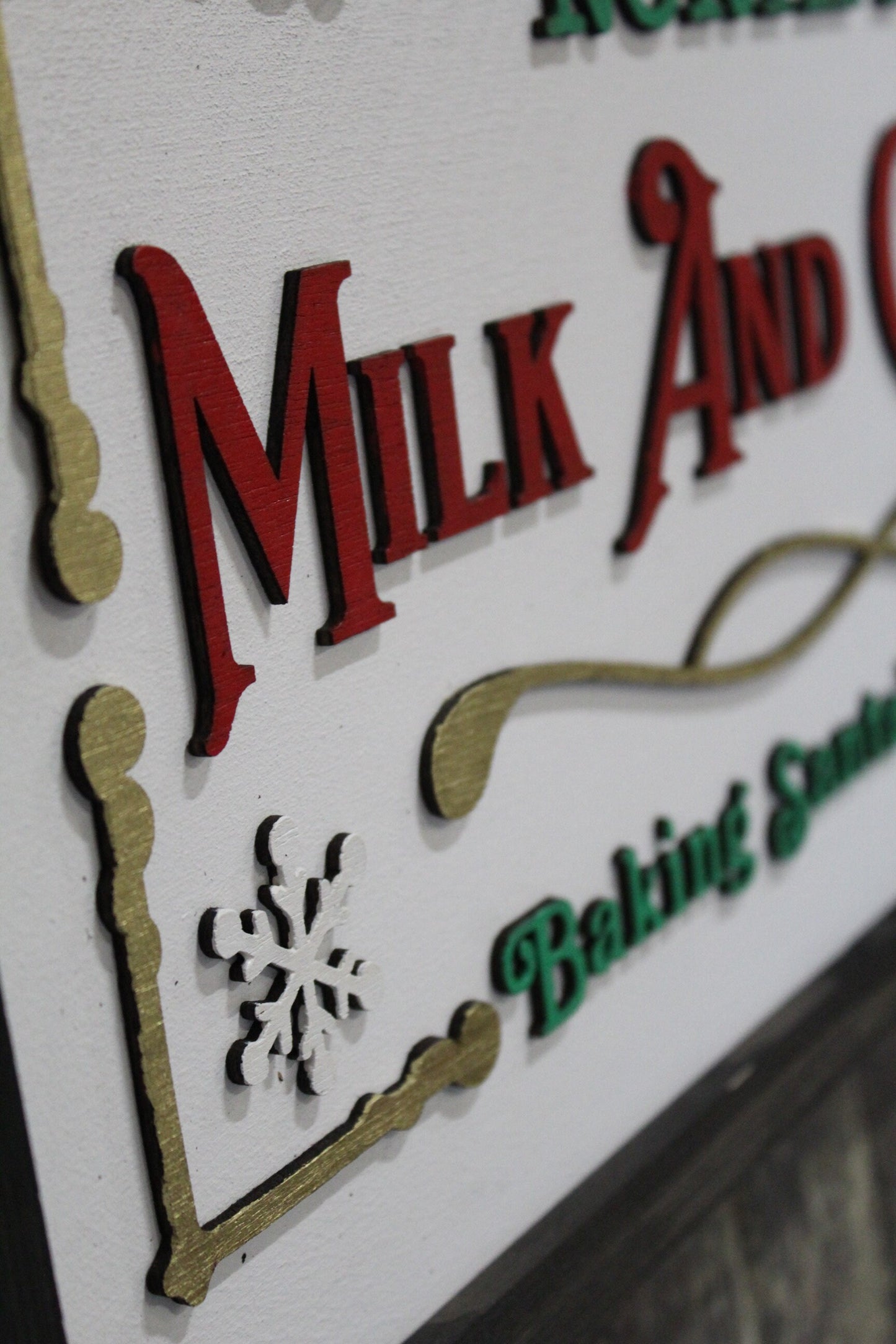 Milk and Cookie Company Wood Sign North Pole Baking Santas Favorite Cookies 3D Raised Text Christmas Decoration Wall Advertising