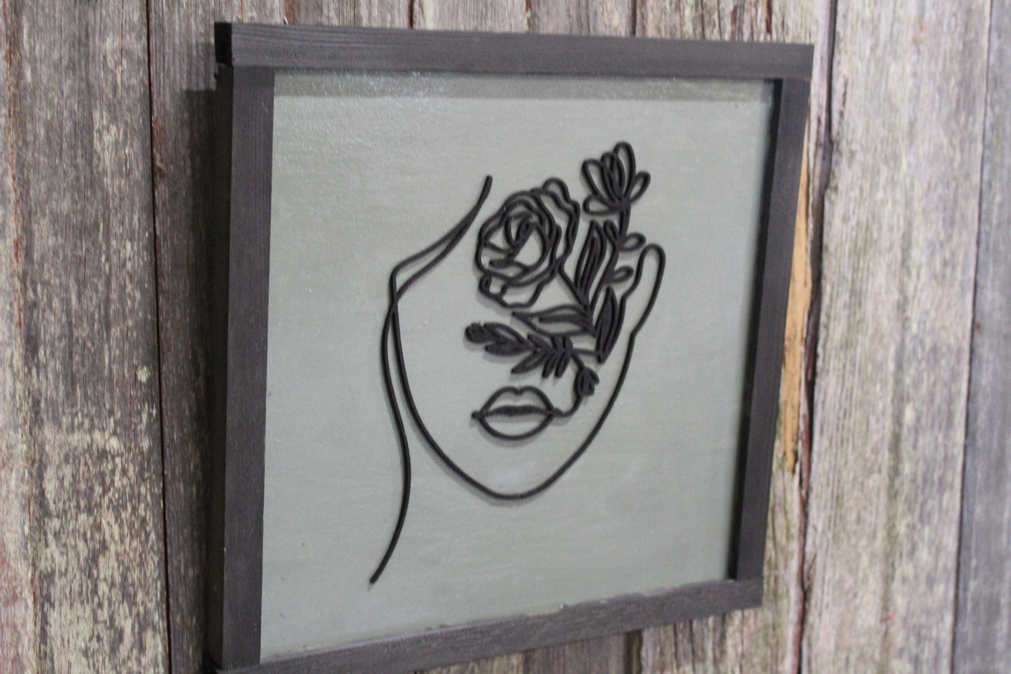 Woman's Face Lady Wood Sign Plant Flowers Organic Botanical Salon Beauty Shop 3D Raised Décor Decoration Minimalist Wall Art Handmade