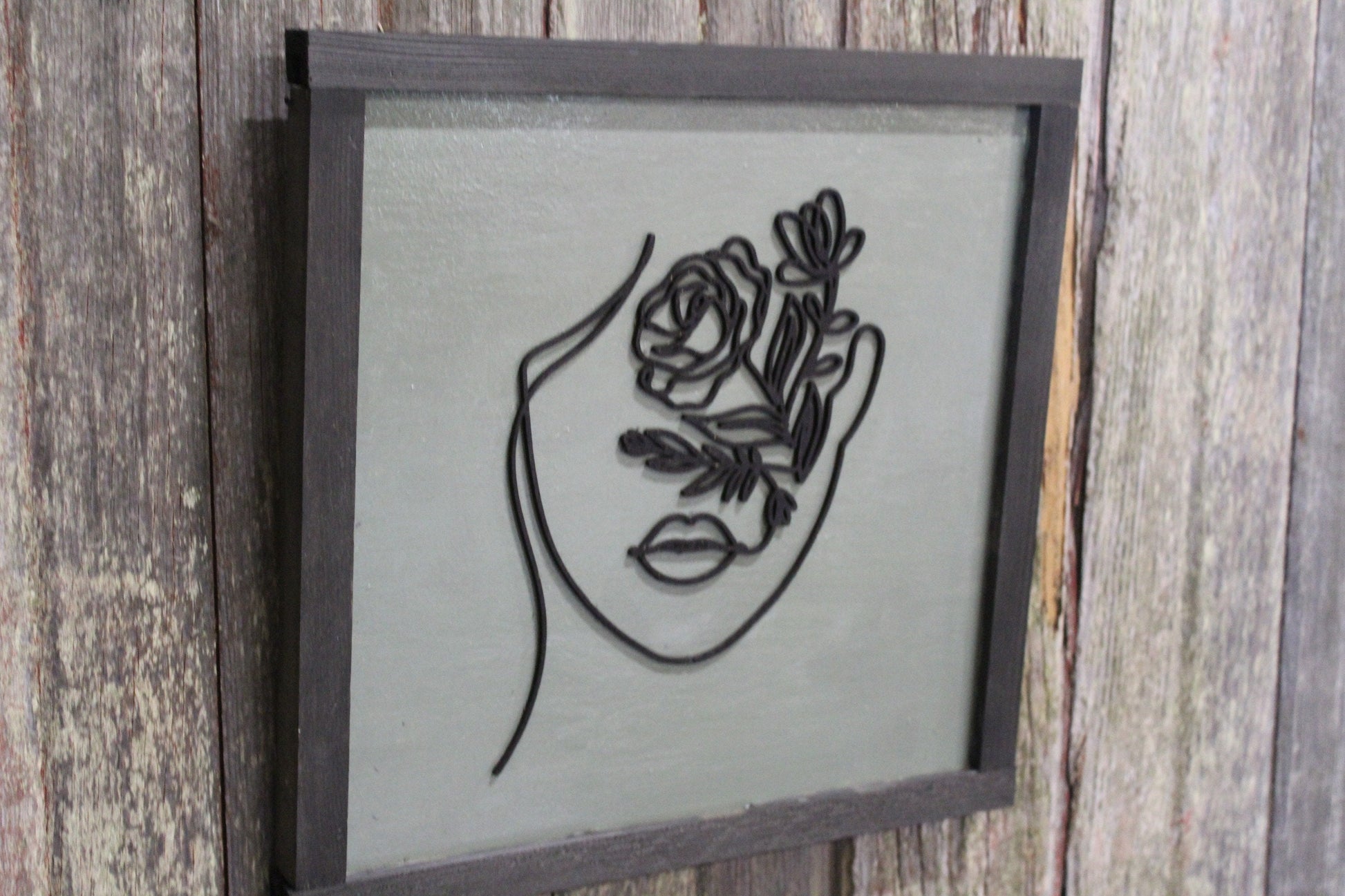 Woman's Face Lady Wood Sign Plant Flowers Organic Botanical Salon Beauty Shop 3D Raised Décor Decoration Minimalist Wall Art Handmade