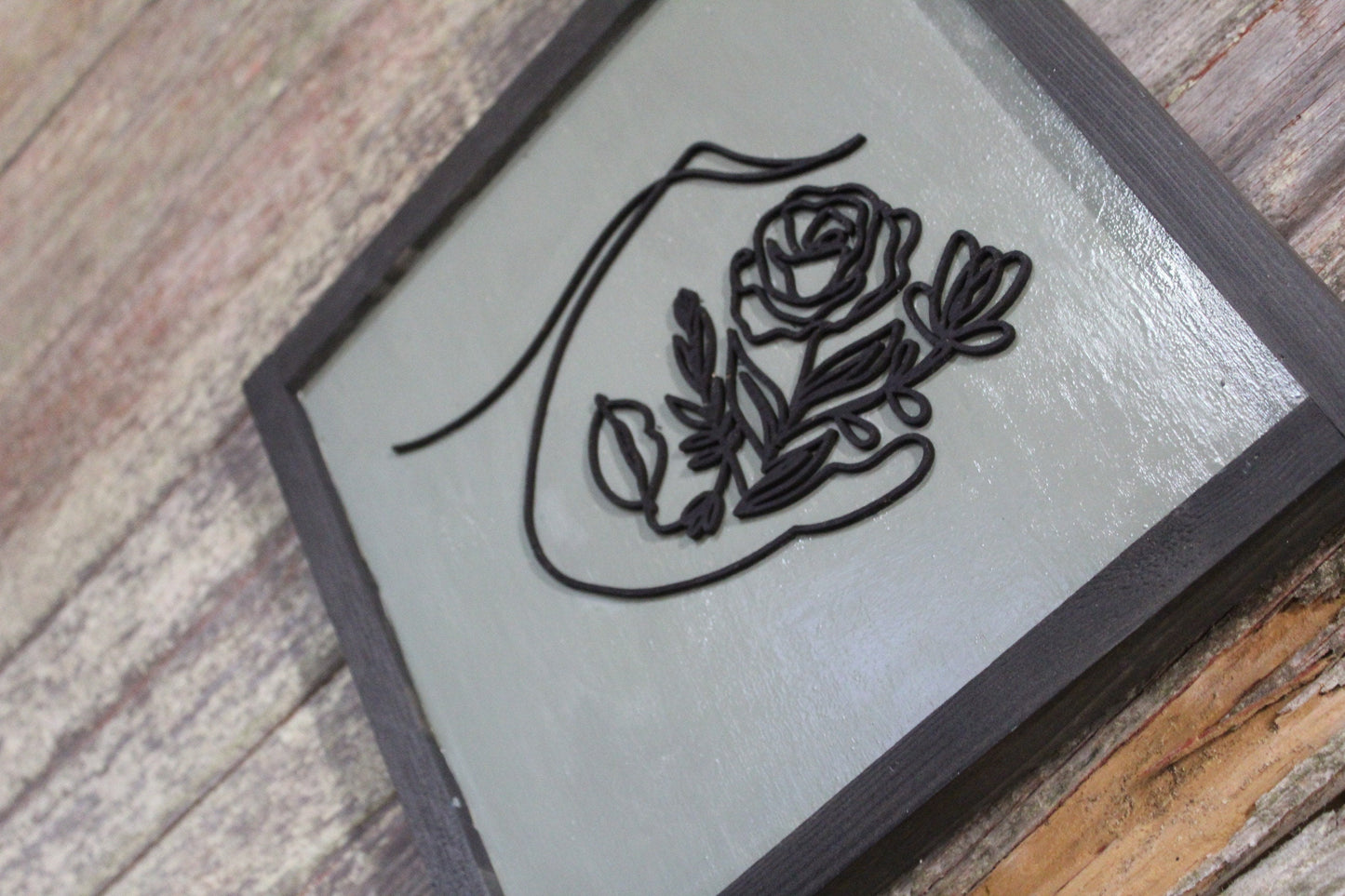 Woman's Face Lady Wood Sign Plant Flowers Organic Botanical Salon Beauty Shop 3D Raised Décor Decoration Minimalist Wall Art Handmade