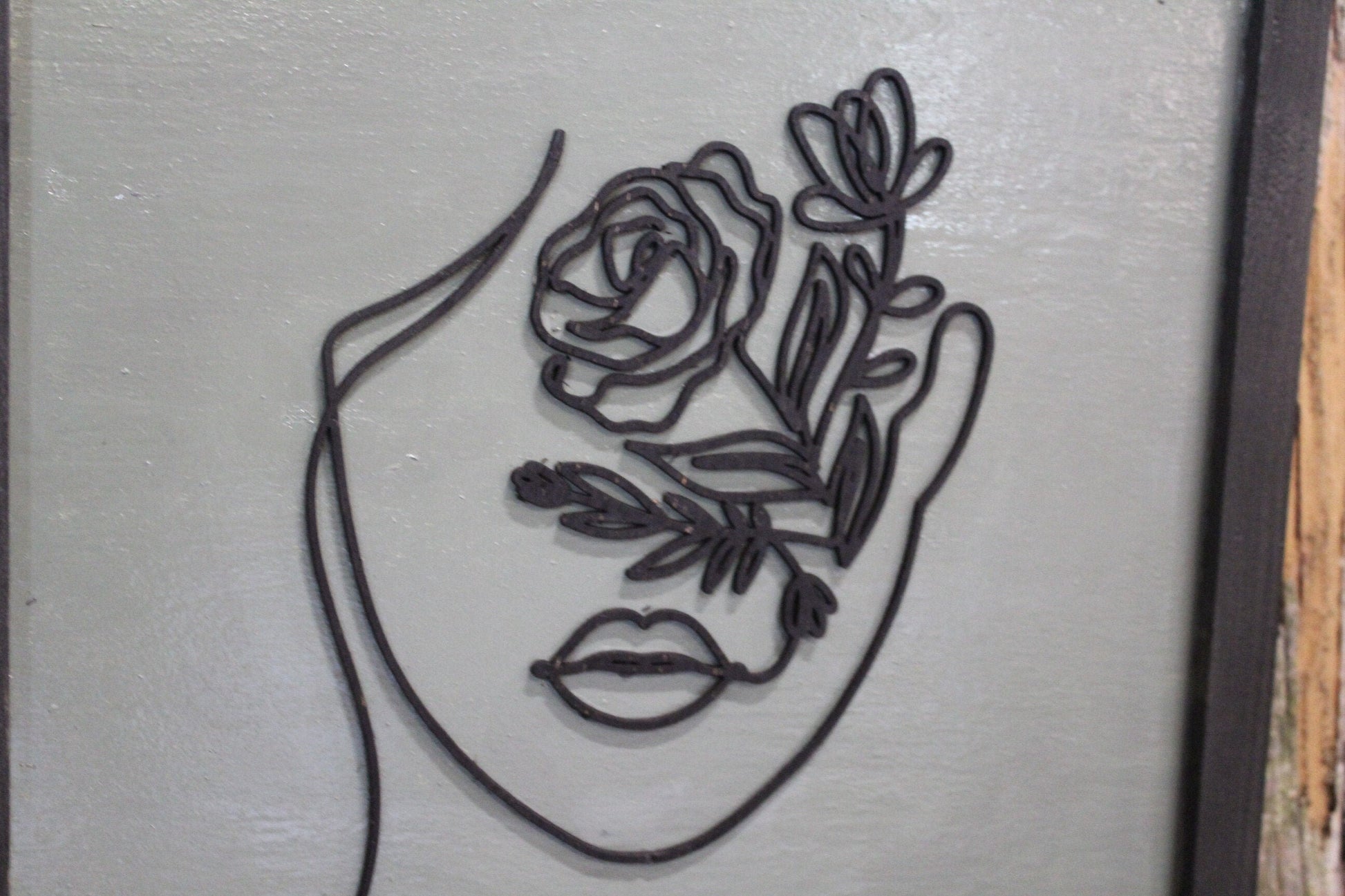 Woman's Face Lady Wood Sign Plant Flowers Organic Botanical Salon Beauty Shop 3D Raised Décor Decoration Minimalist Wall Art Handmade