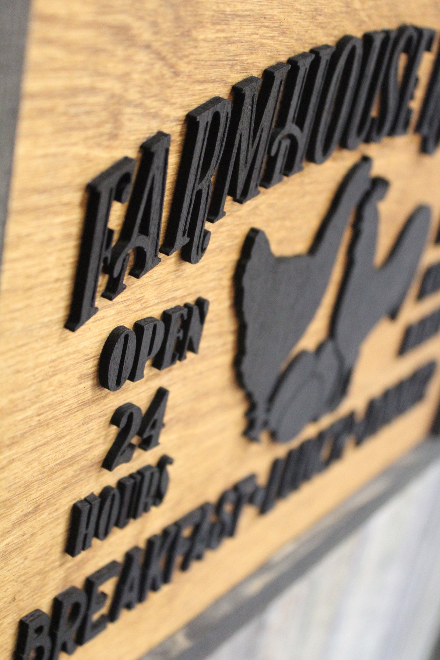 Farmhouse Menu Kitchen Wood Sign Chickens Open 24 Hours Meals Served Daily 3D Raised Text Framed Primitive Cabin Rustic Sign Chick Eggs